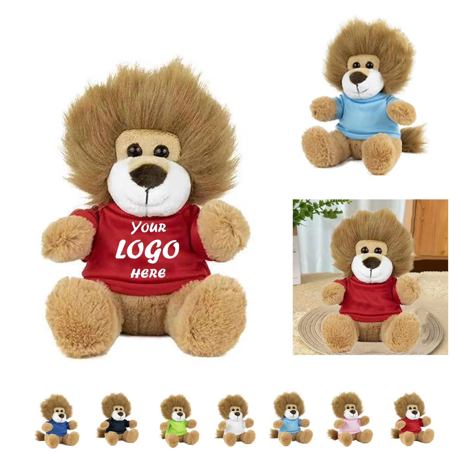 6 Inch Plush Teddy Lion With Custom Shirt Imprint