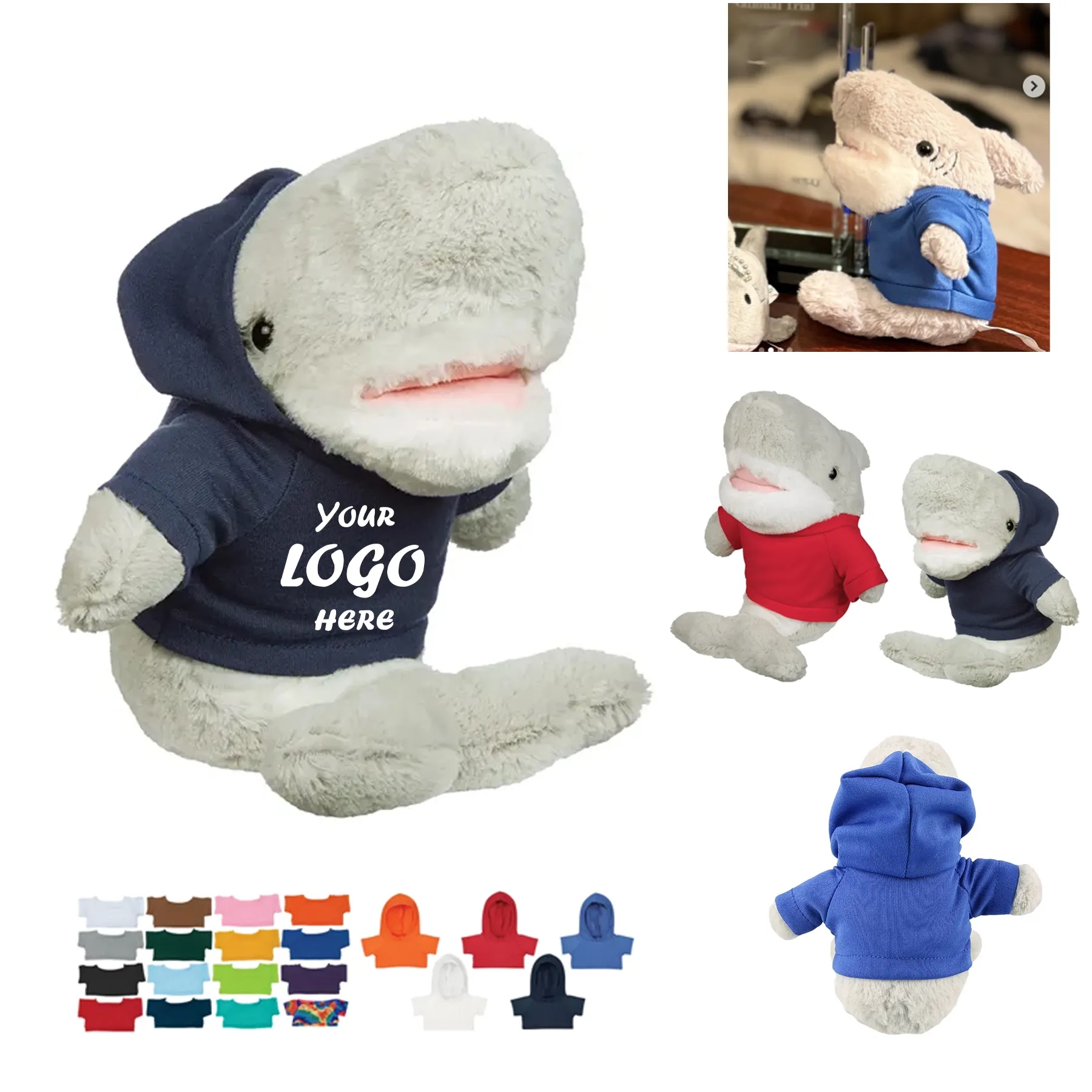 6 Inch Salty Shark Plush With Custom Apparel Option