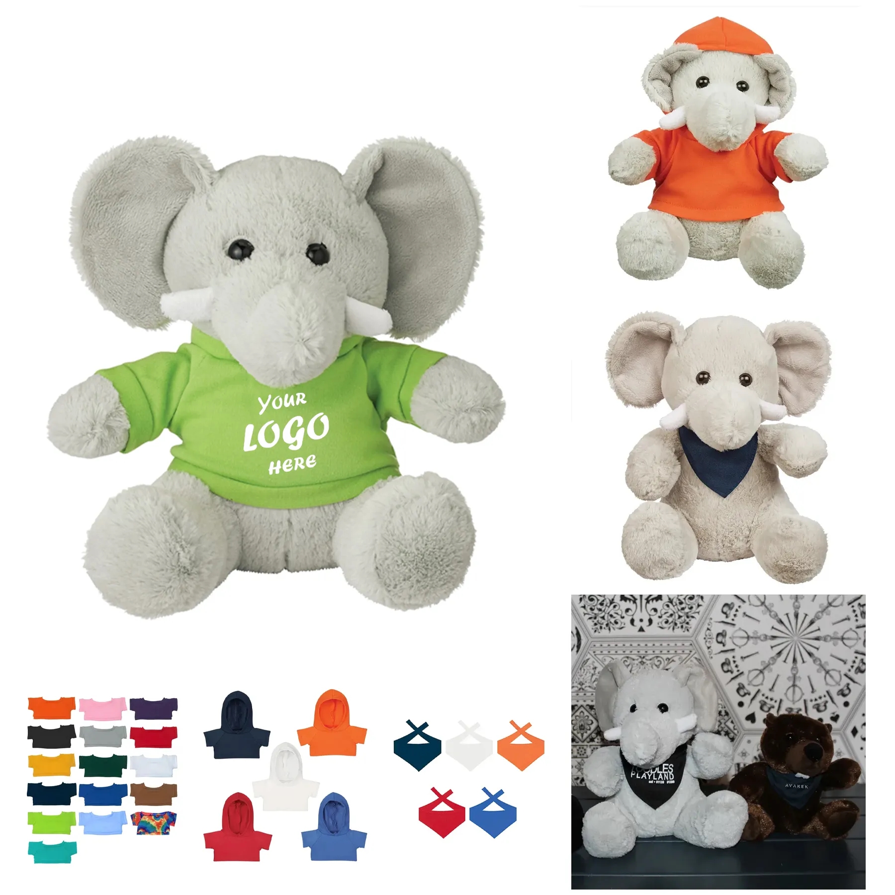8.5 Inch Excellent Elephant Plush With Custom Outfit