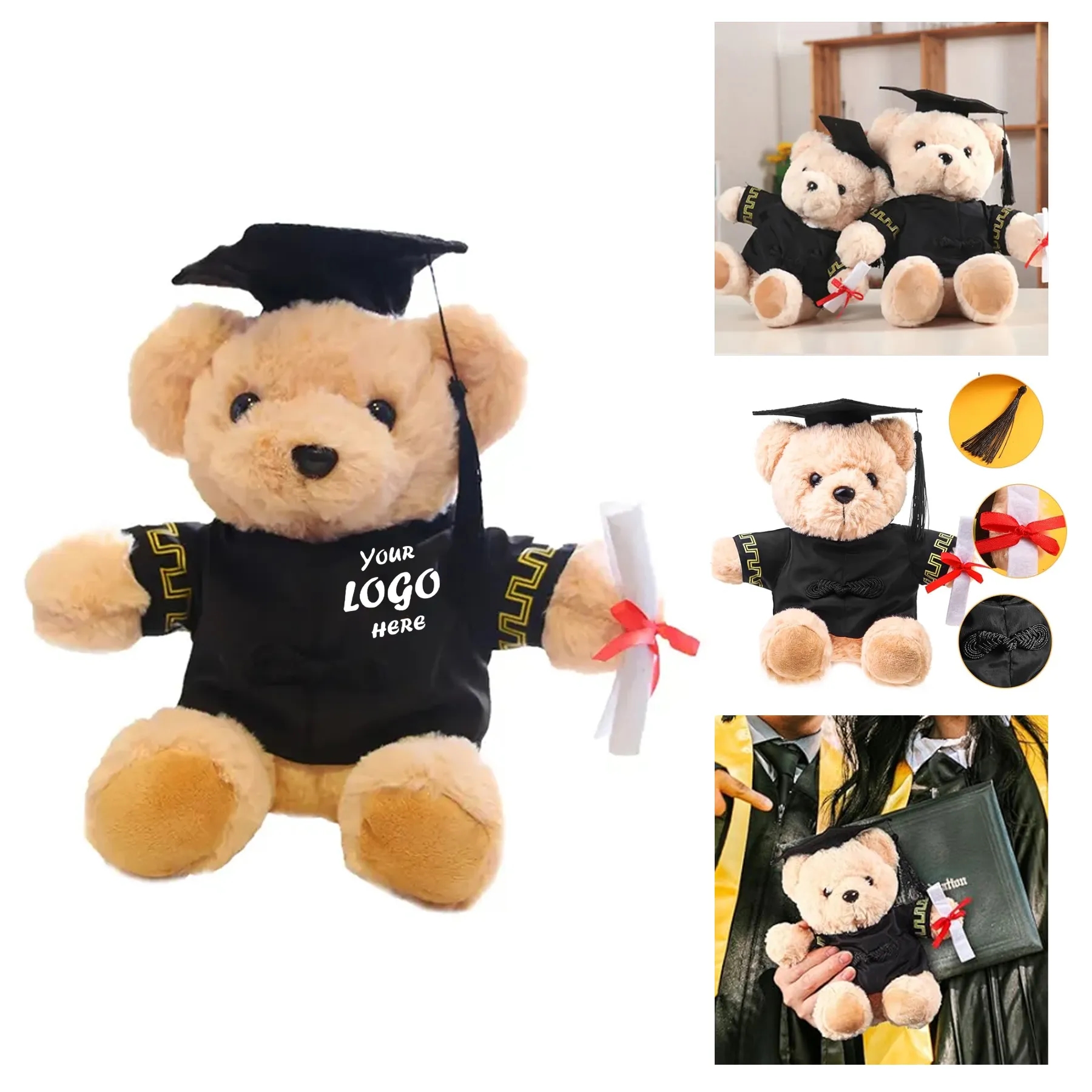 Sitting Graduation Teddy Bear Plush With Custom Imprint Fron