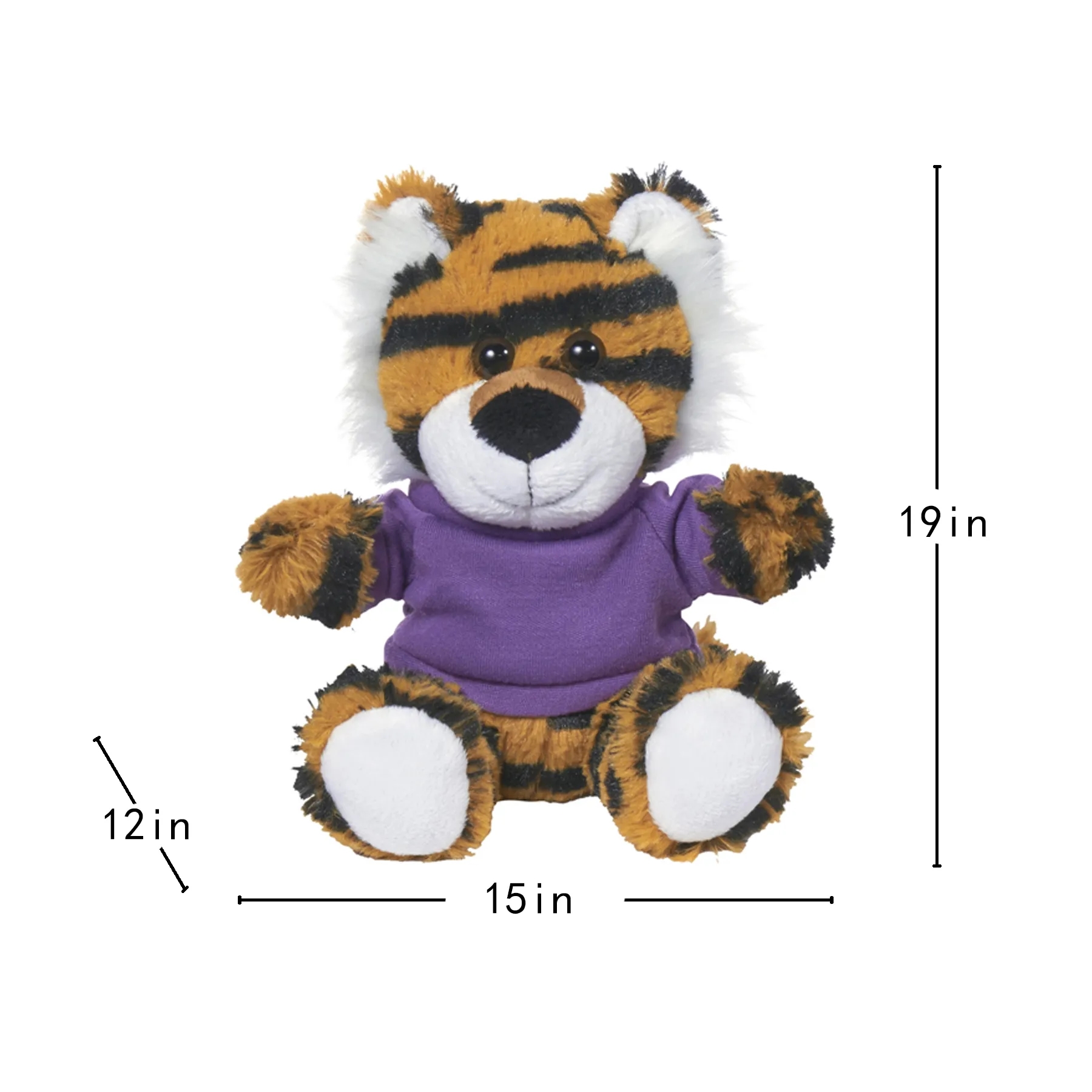 6 Inch Cuddly Tiger Plush With Custom Wearable Option - Image 2