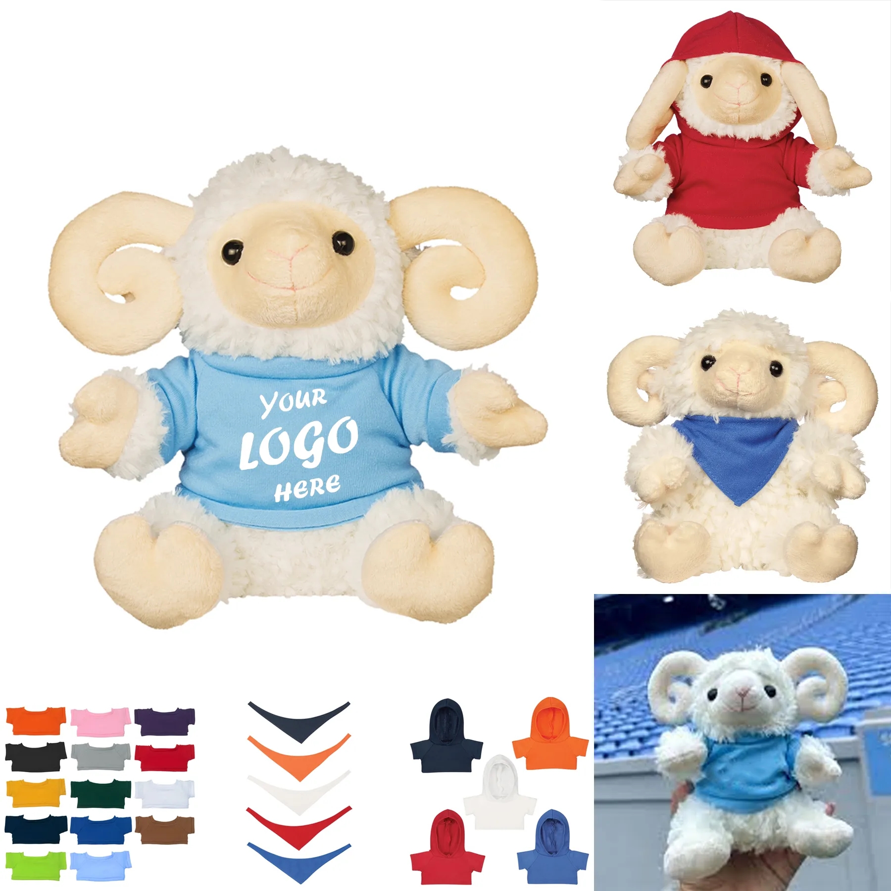 Plump 6 Inch Ram Plush With Custom Wearable Accent