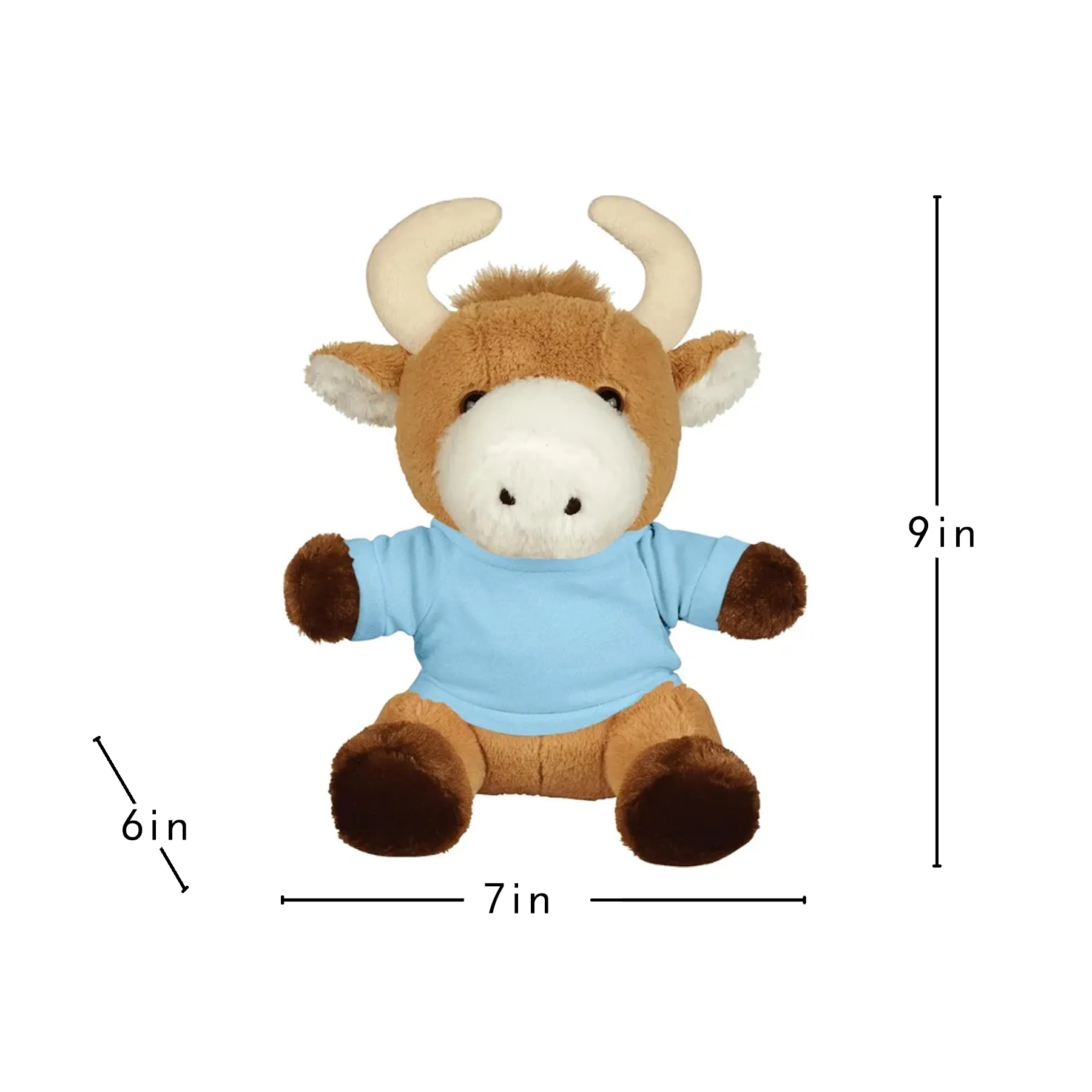 6 Inch Bull Plush With Custom Shirt Hoodie Or Bandana - Image 2