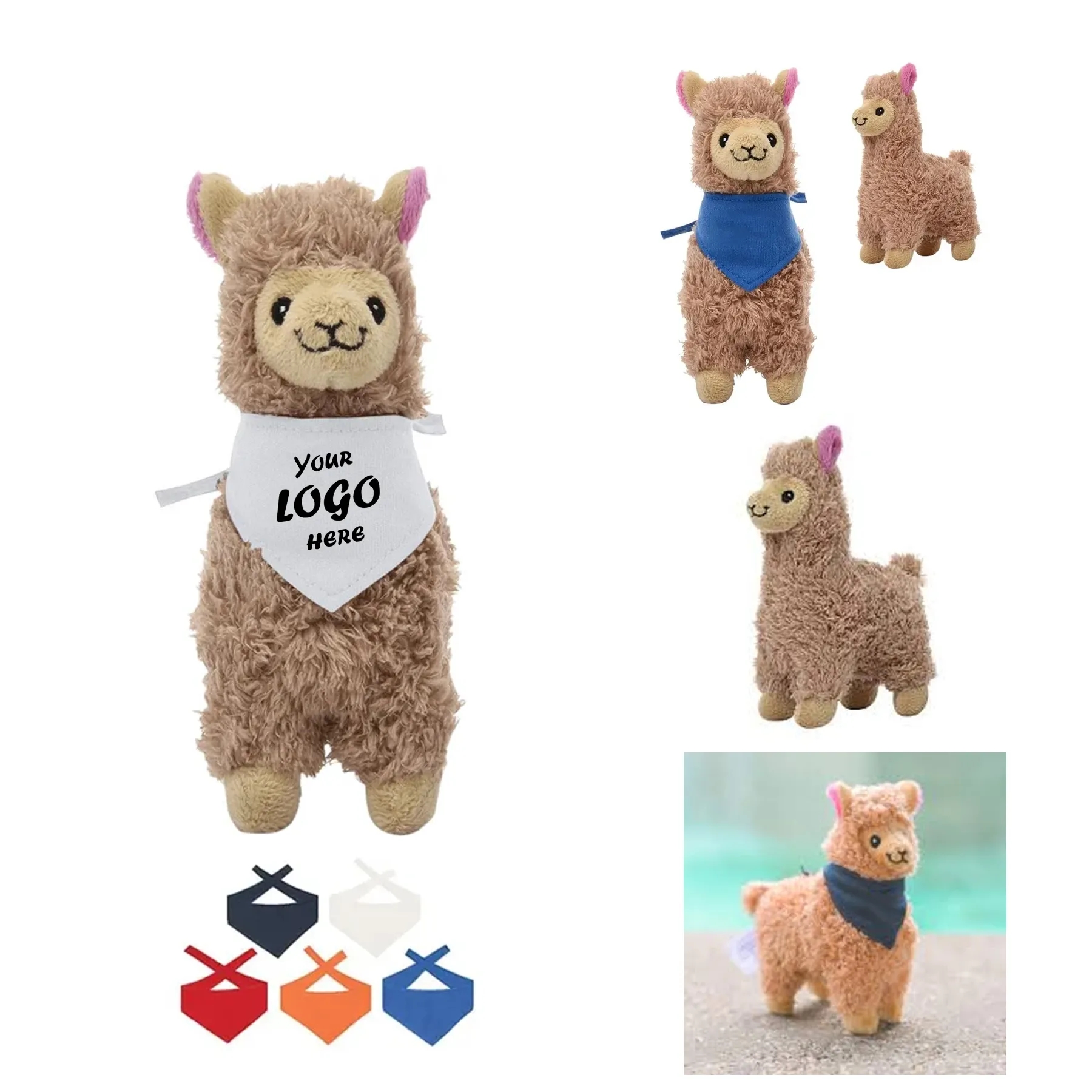 6" Cute Promo Llama Plush With Front Logo Decoration