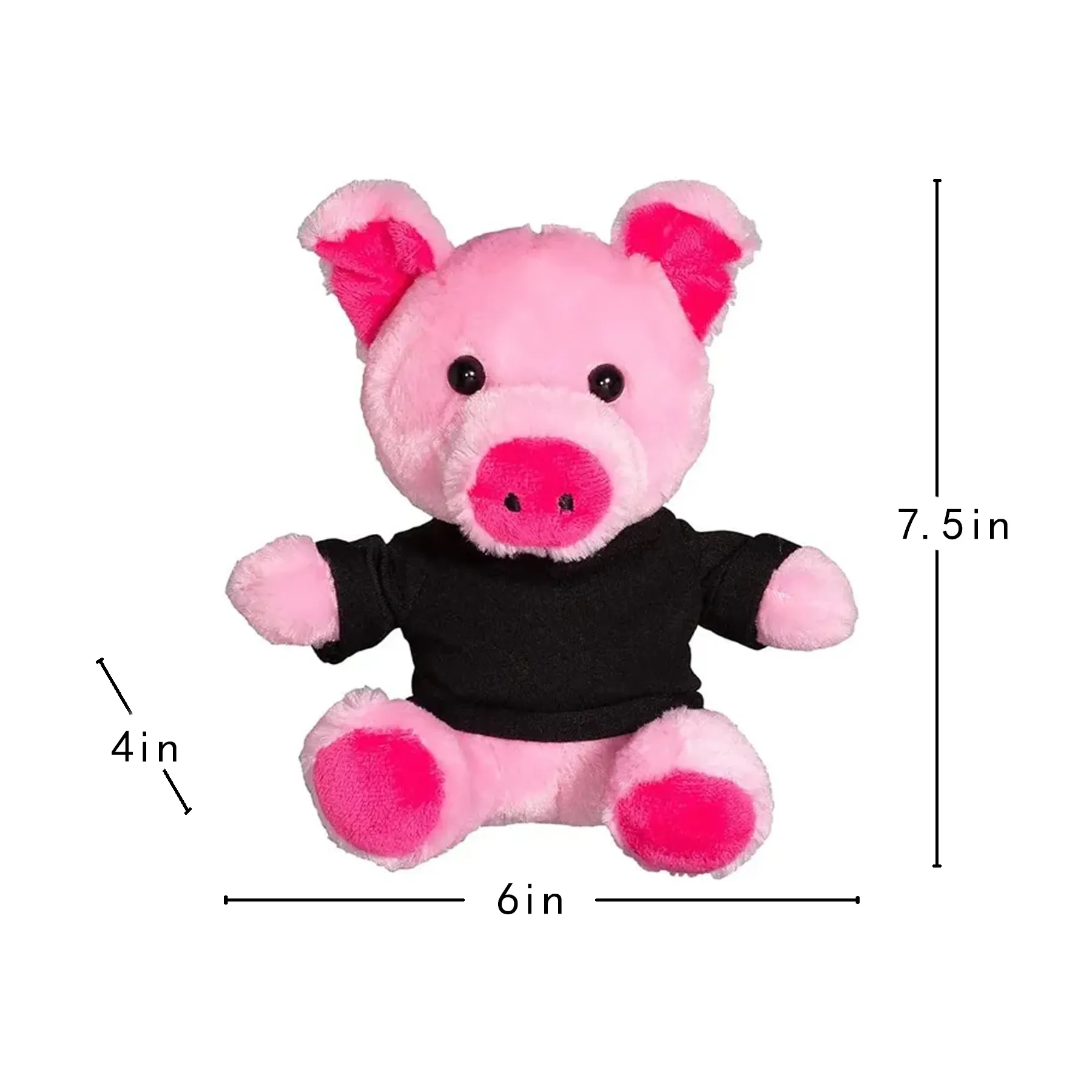 7 Inch Plush Pig With Custom Polyester T Shirt - Image 2
