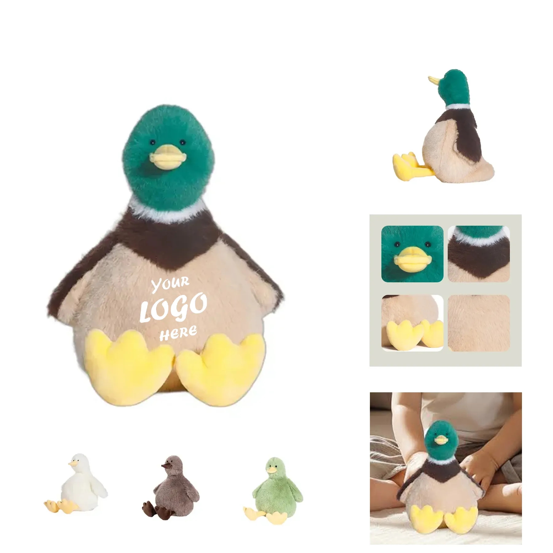 8-Inch Stuffed Mallard Duck Plush With Custom Wearable Accen