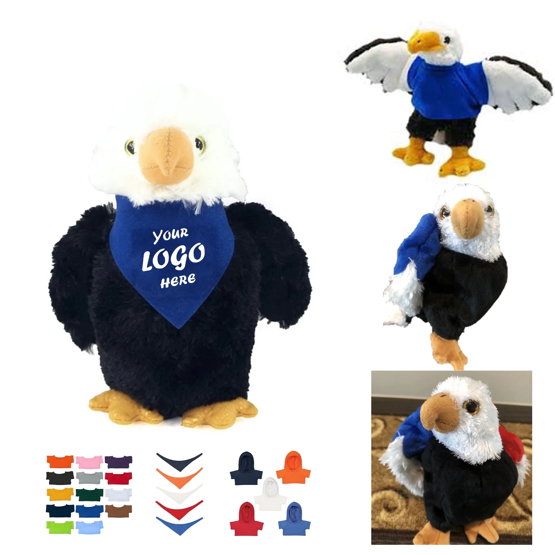 8" Liberty Eagle Plush With Bandana For Patriotic Promotions