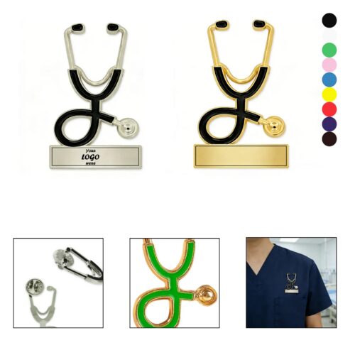 Medical Stethoscope Lapel Pin With Military Clutch