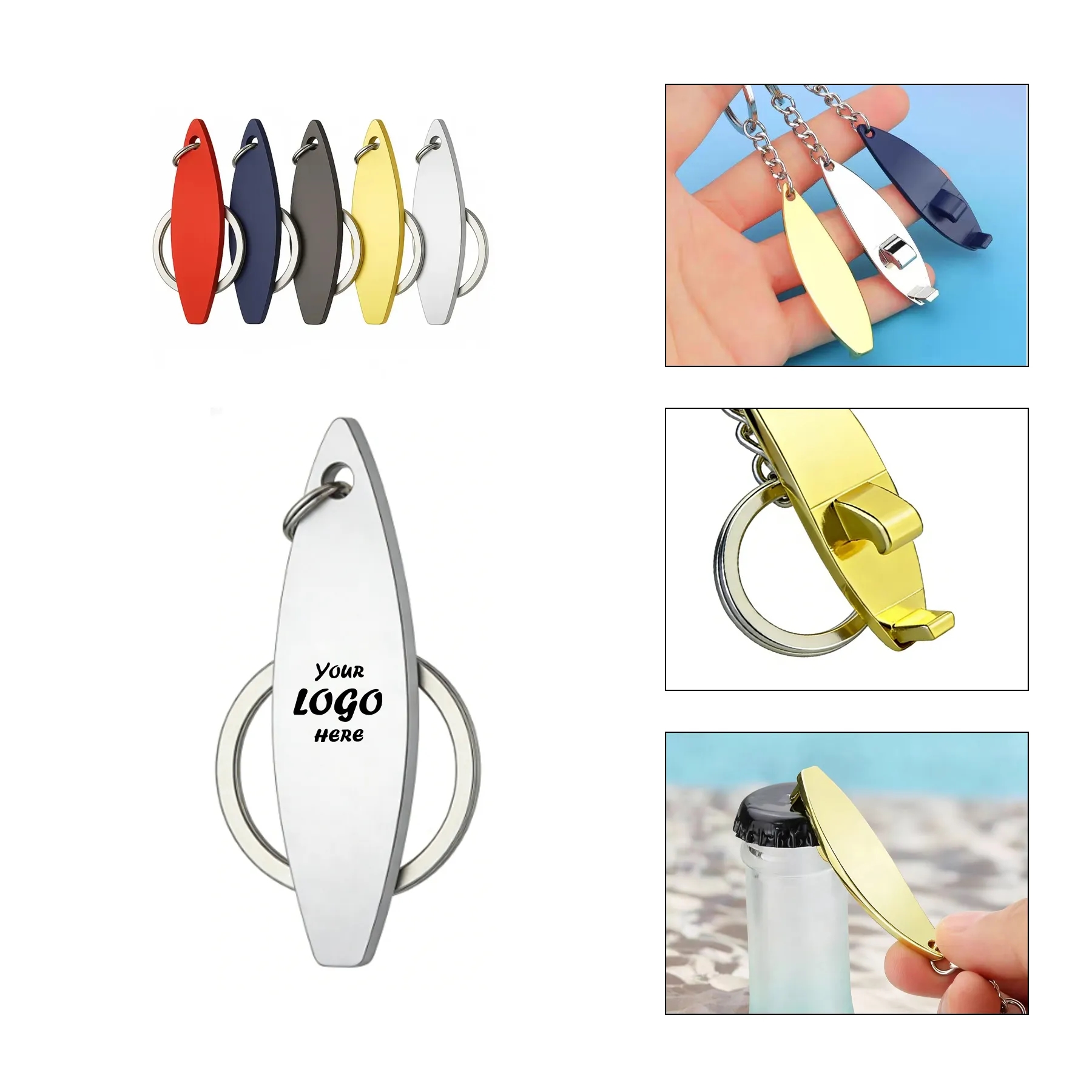 Custom Metal Surfboard Bottle Opener Keychain Gift