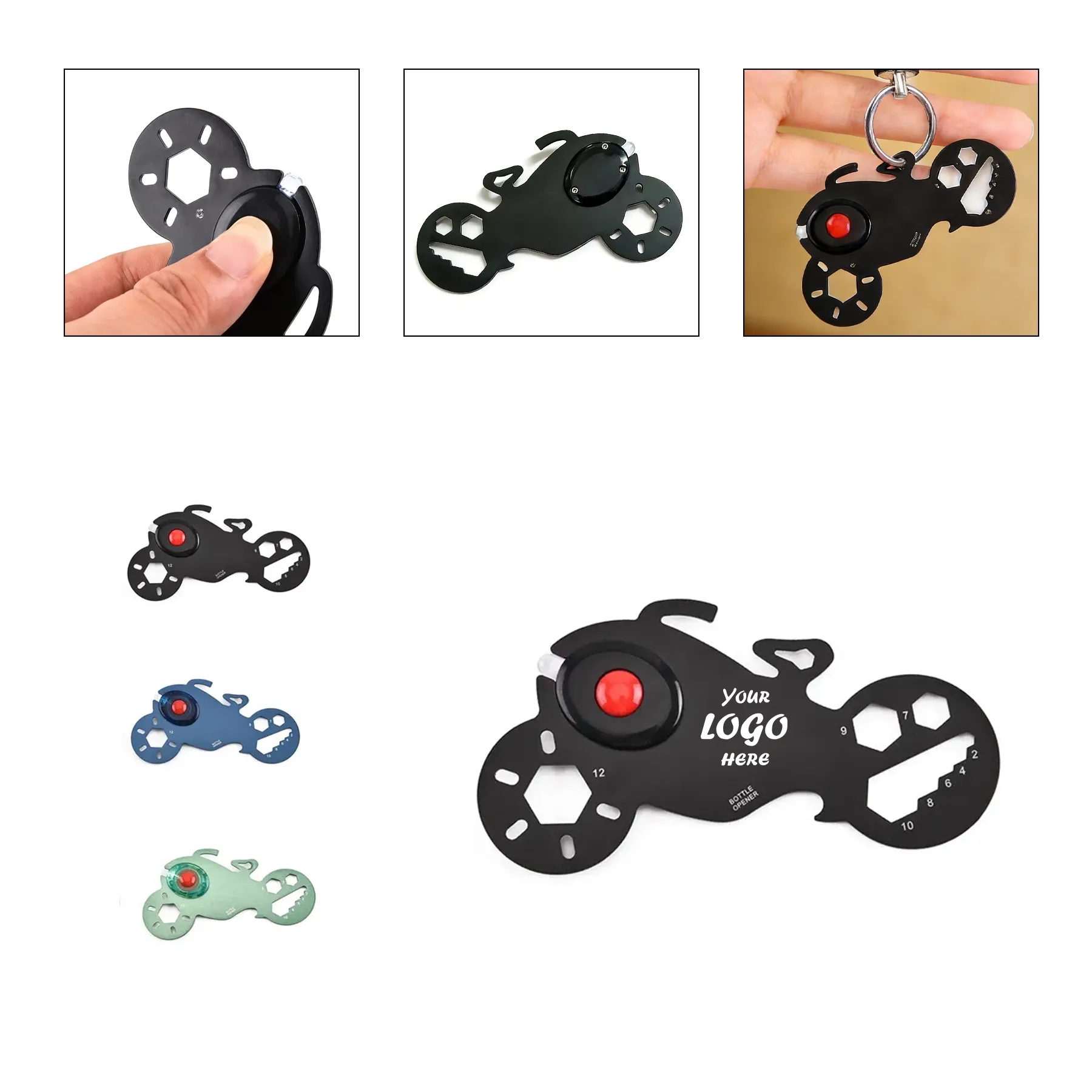 Mini Motorbike Shape Pocket Tool Card With LED Light