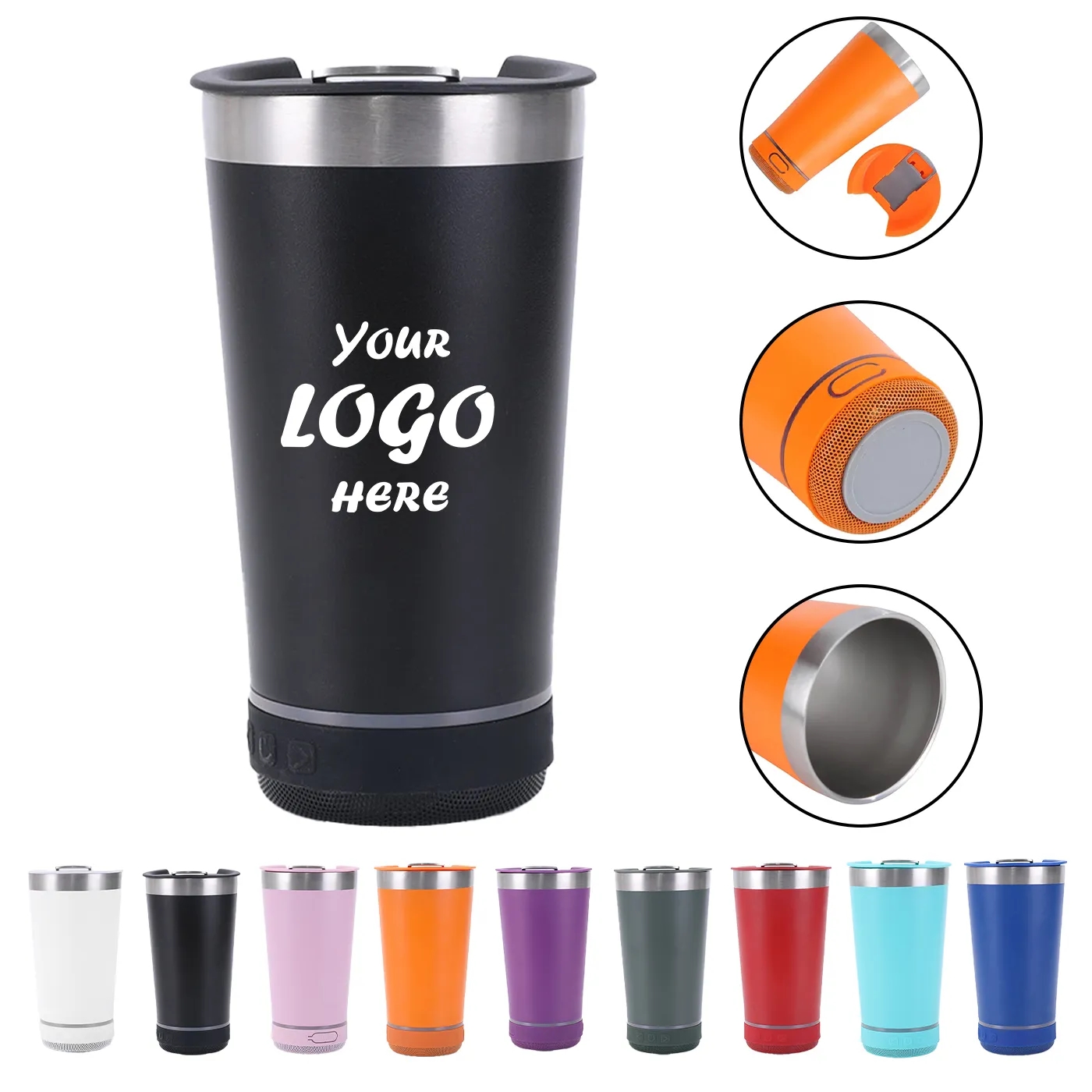 16 Oz Stainless Steel Tumbler With Wireless Speaker