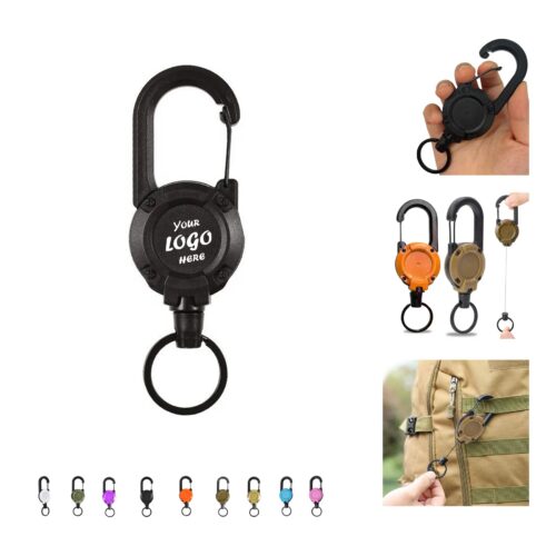 Retractable Carabiner Badge Clip With Lanyard Reel