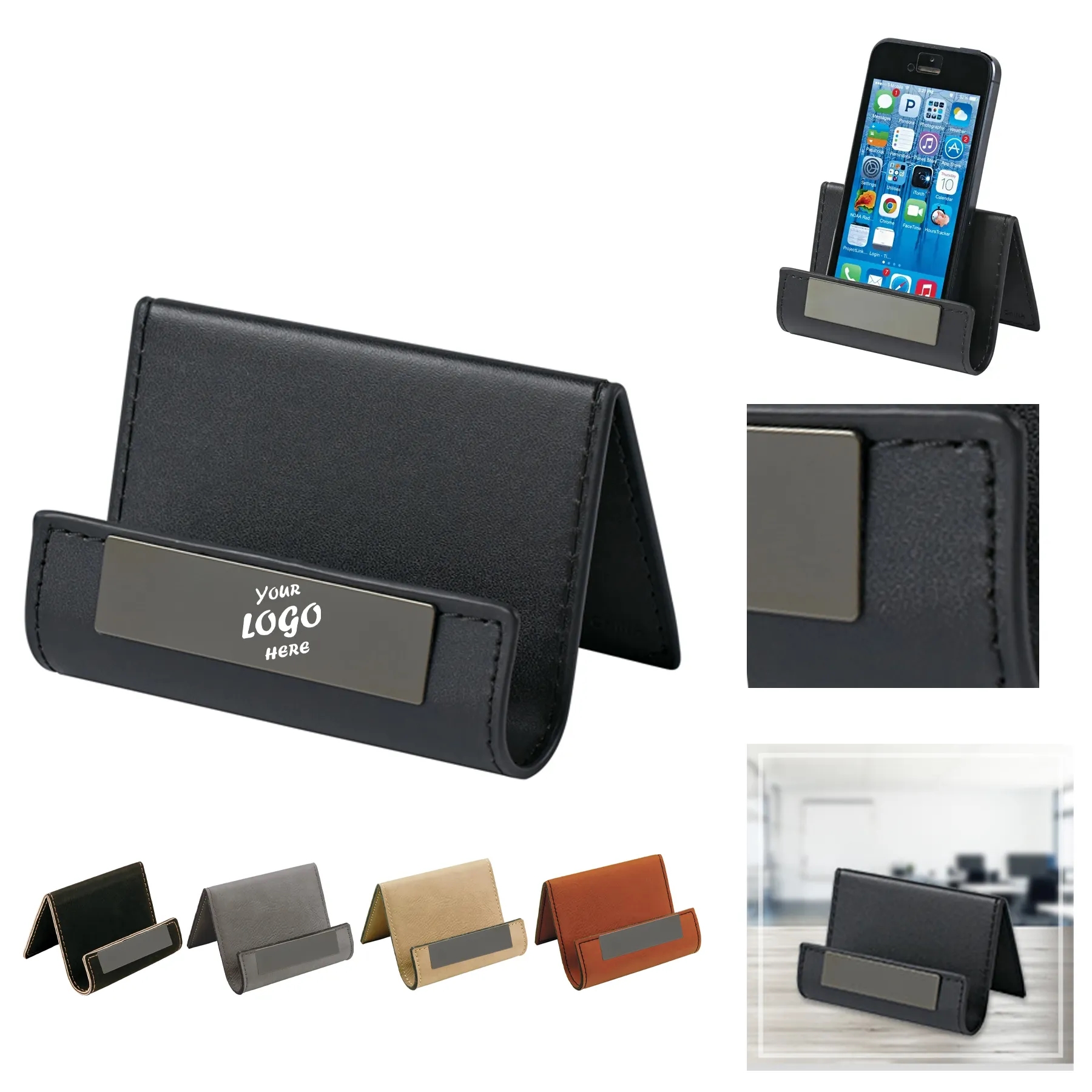 Executive Card And Media Stand With Leatherette Finish