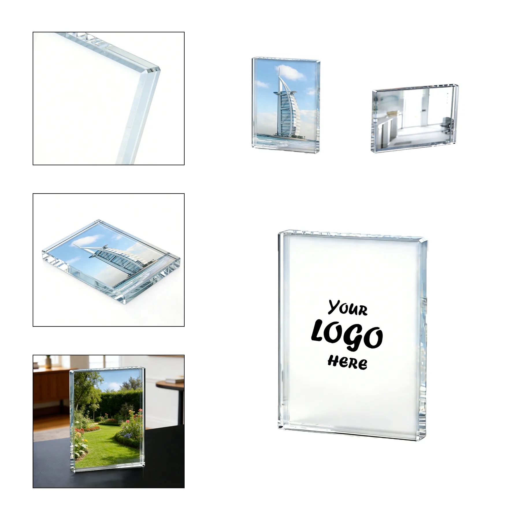 Freestanding Crystal Rectangle Display Sign And Frame
