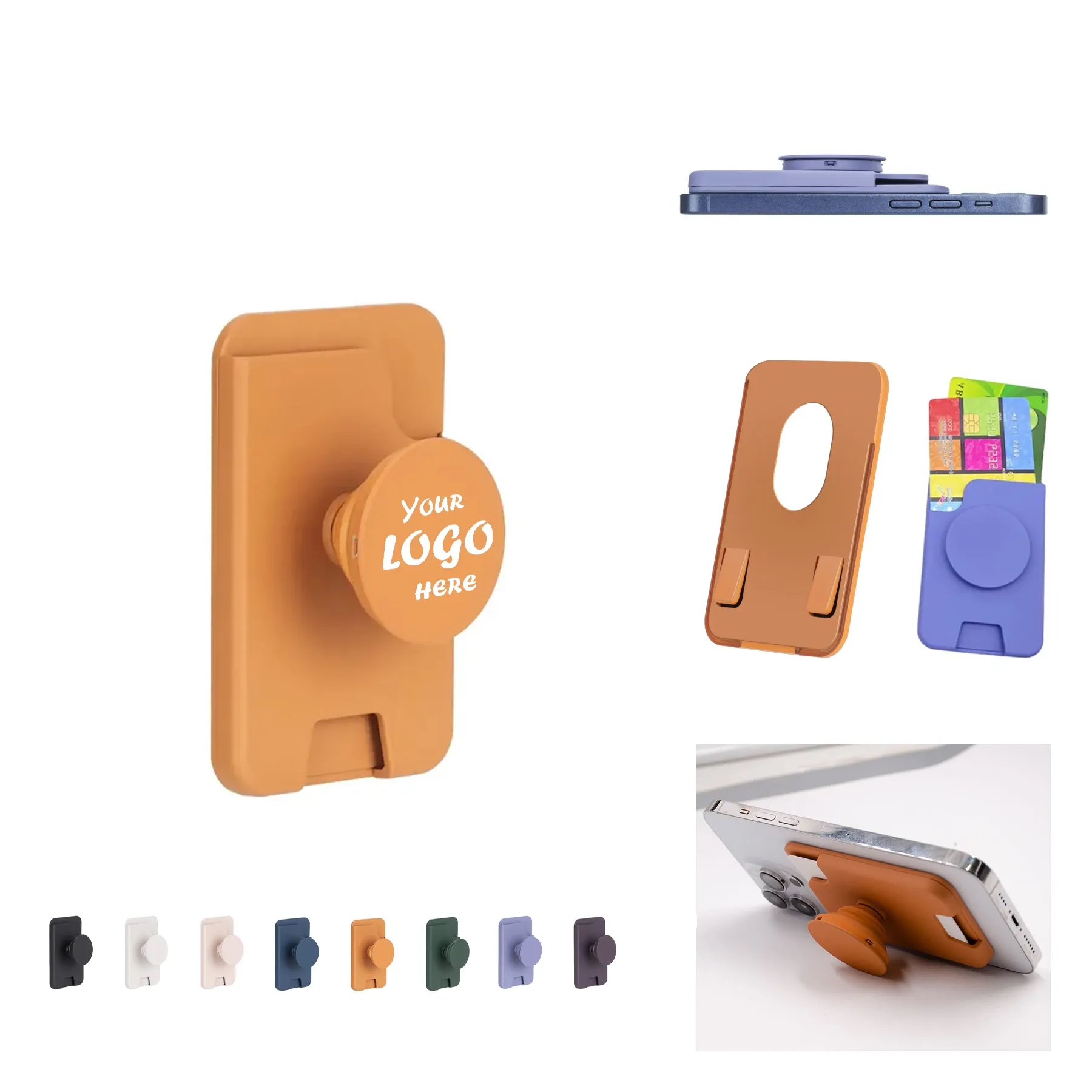 Slim Magnetic Phone Grip Wallet With Built In Stand