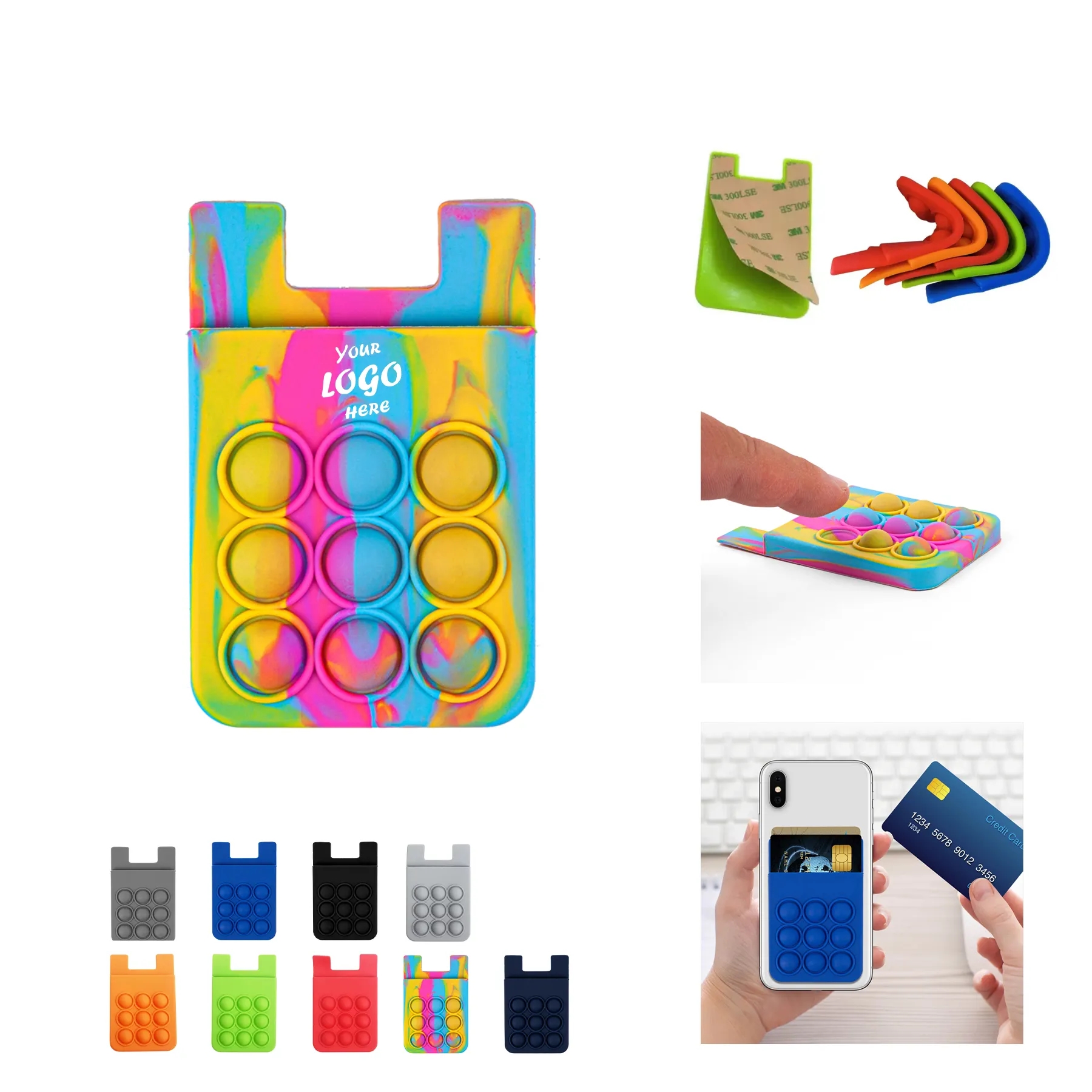 Silicone Popper Phone Wallet With Card Holder Sleeve