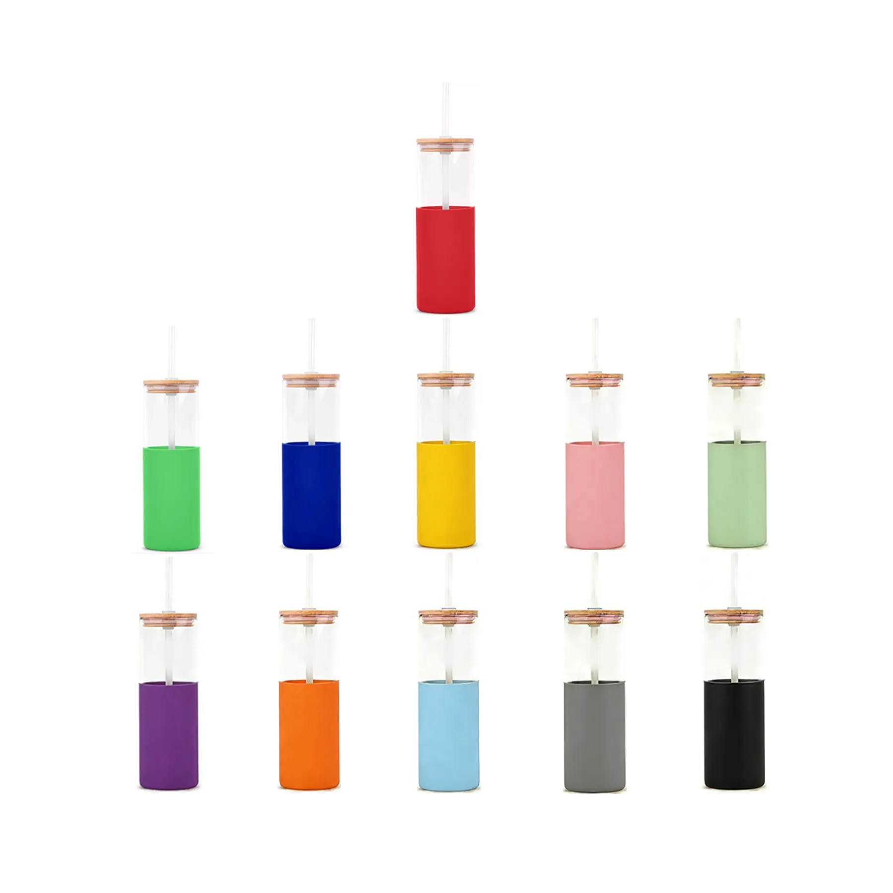 18 Oz Glass Tumbler With Lid Straw And Silicone Grip - Image 3