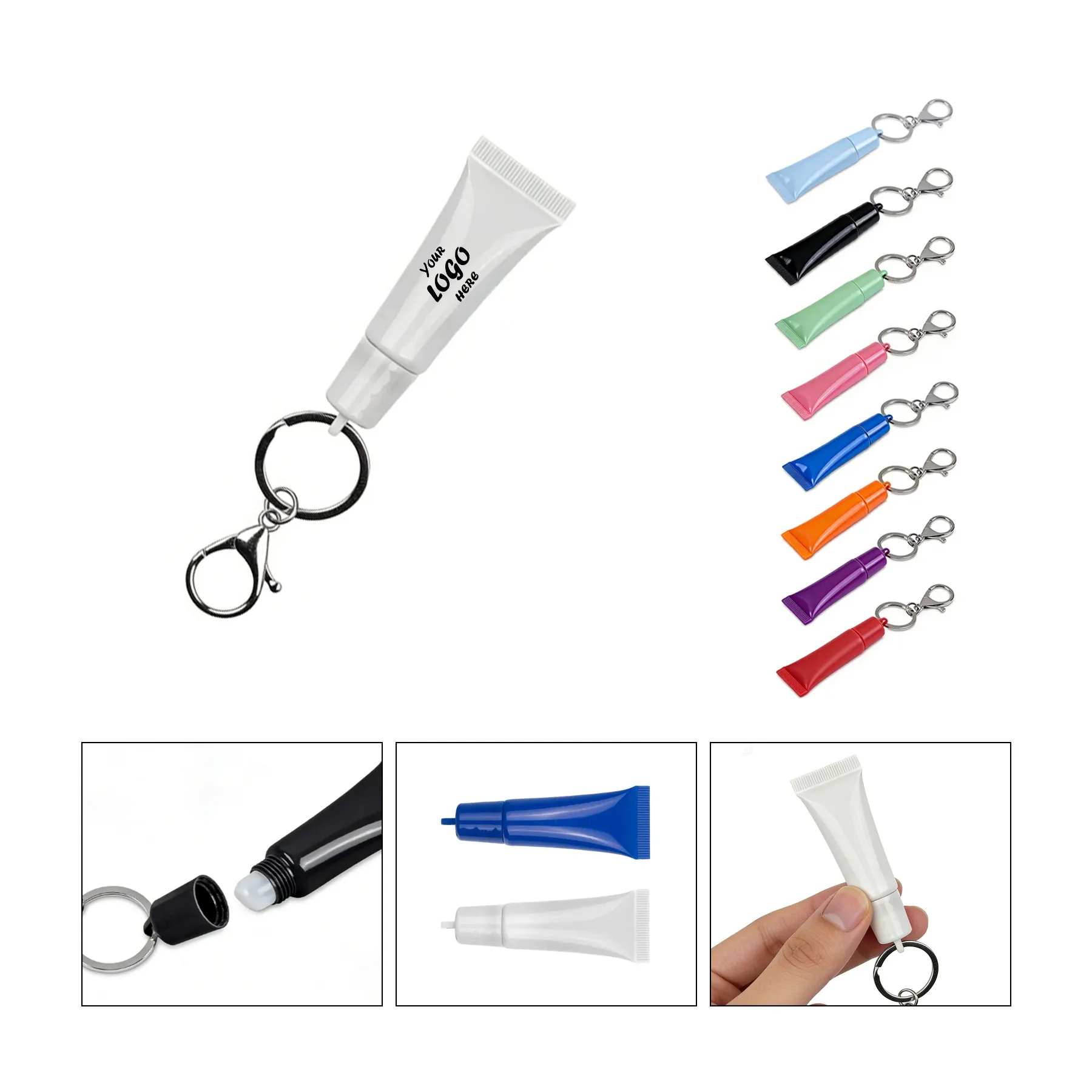 Clip-On Lip Balm Keychain In Soft Tube Format