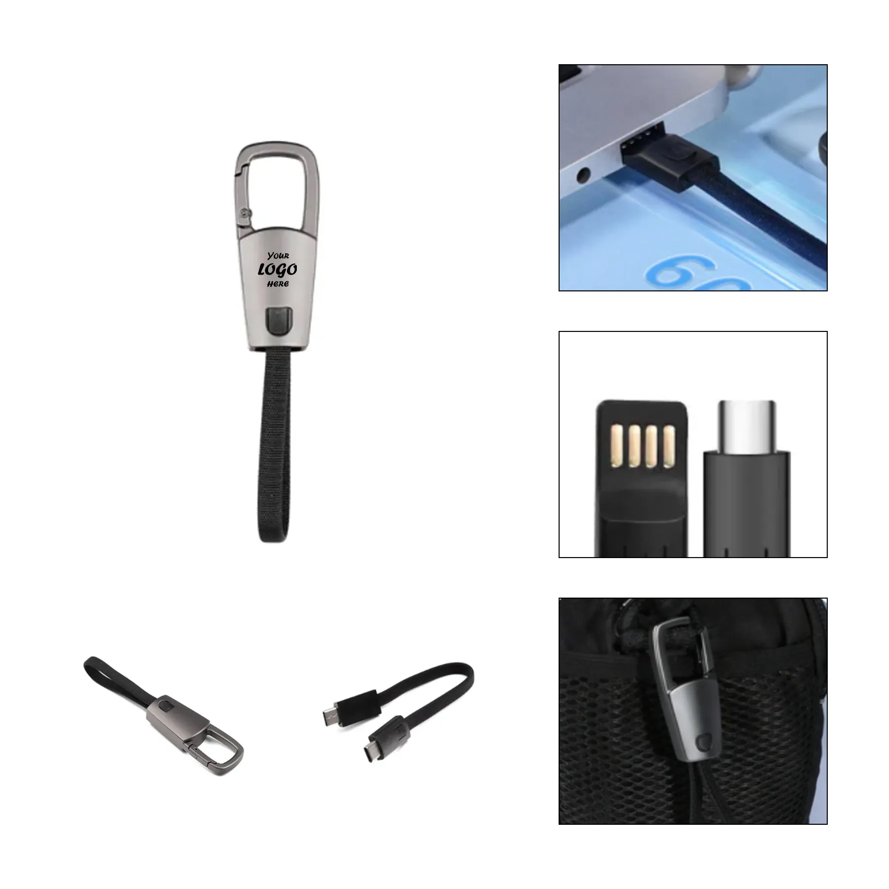 Metal Type-C Charging Cable Keychain With Loop