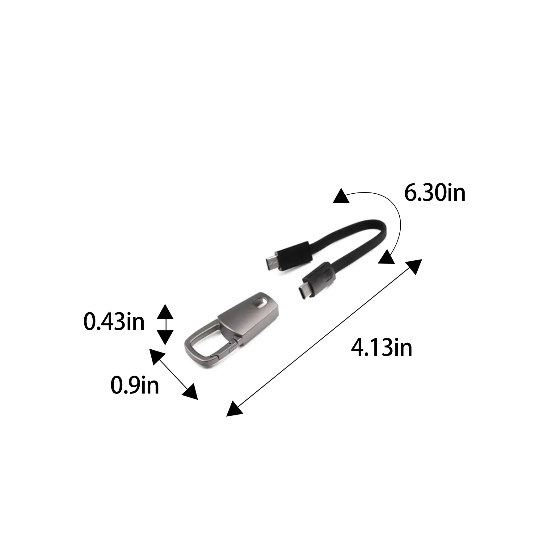 Metal Type-C Charging Cable Keychain With Loop - Image 2