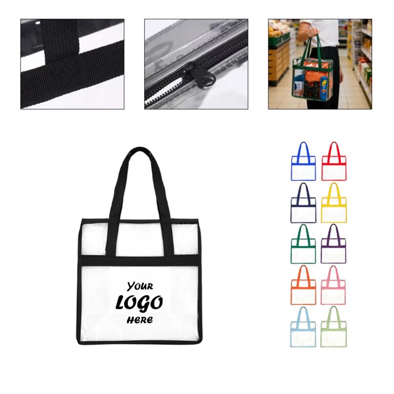 Clear Stadium Tote Bag With Colored Trim Handles