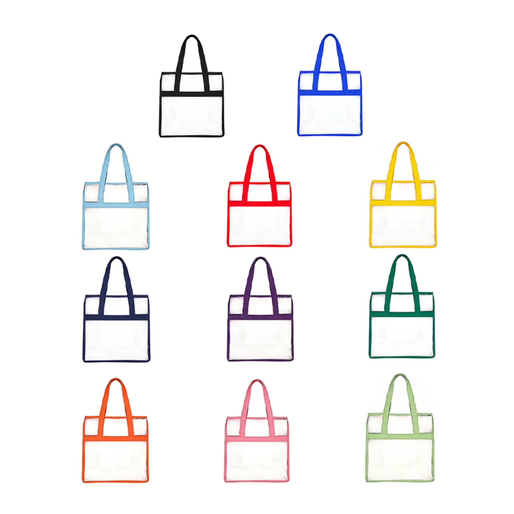 Clear Stadium Tote Bag With Colored Trim Handles - Image 3