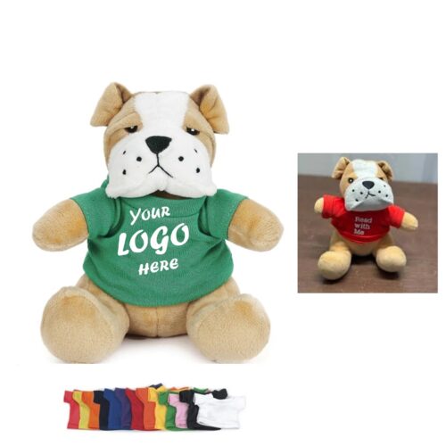7 Inch Extra Soft Bulldog Plush With Custom Accessory