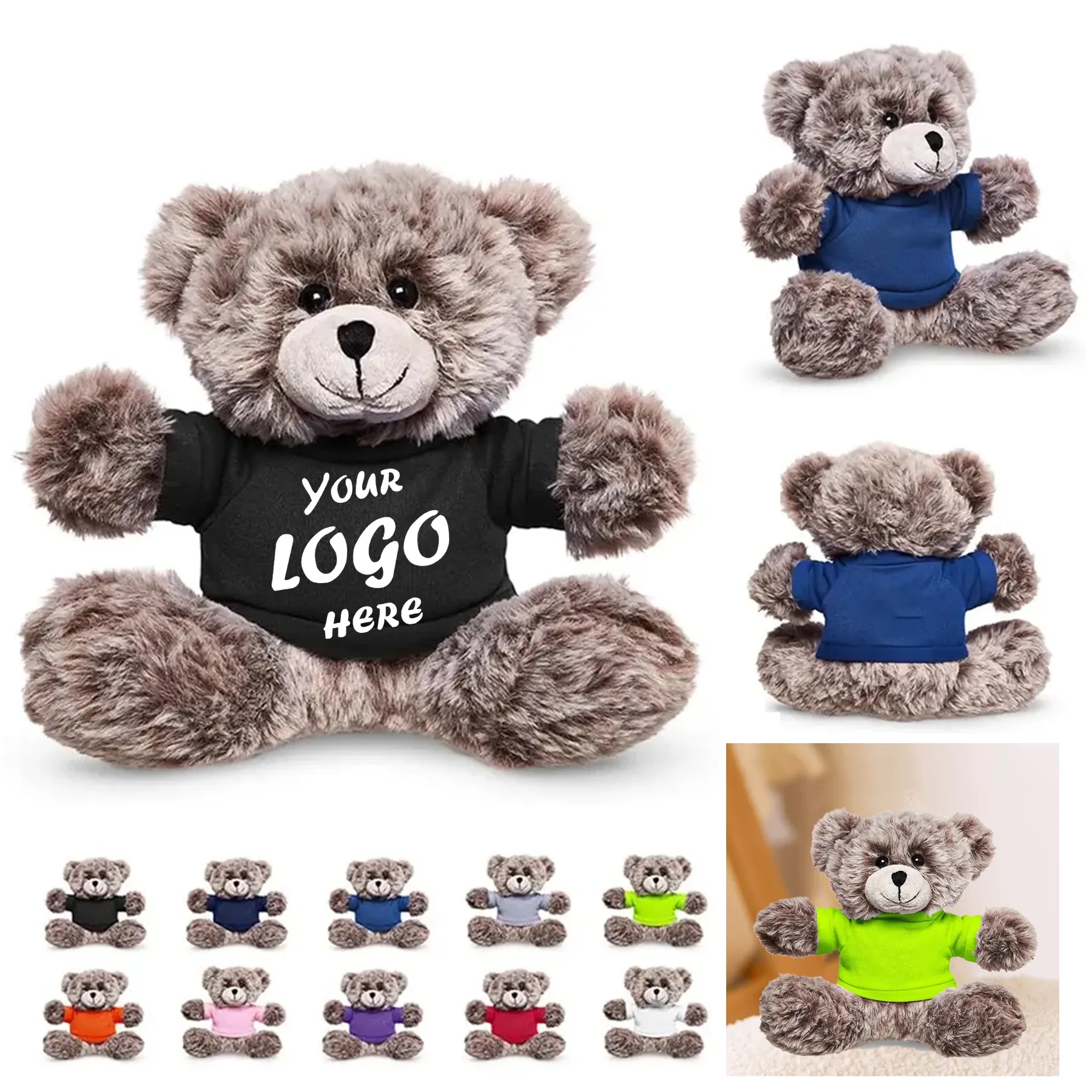 7 Inch Soft Plush Bear With Custom Polyester T Shirt