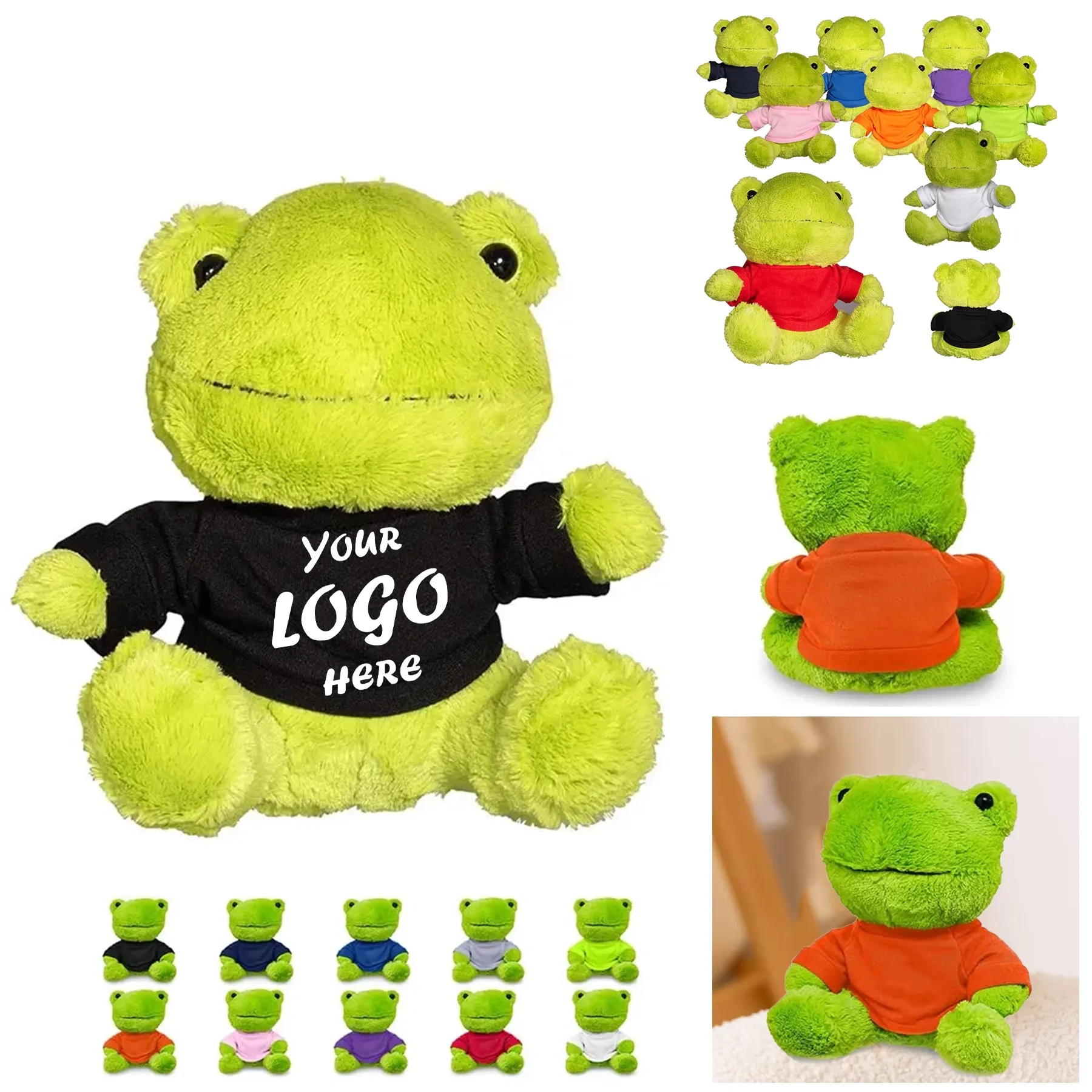 7 Inch Plush Frog With Custom Polyester T Shirt