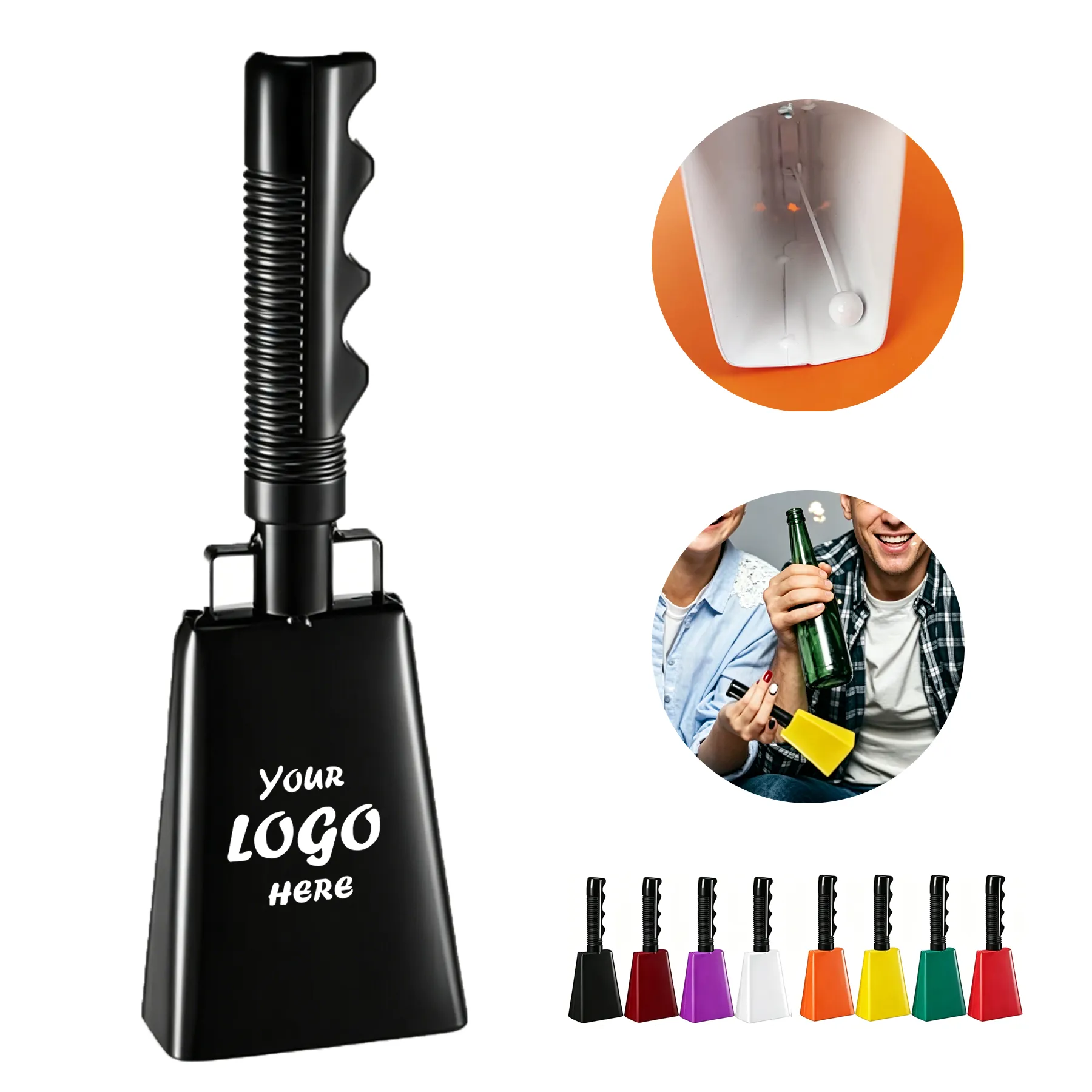 Large Cheer Cowbell With Comfortable PVC Handle Grip
