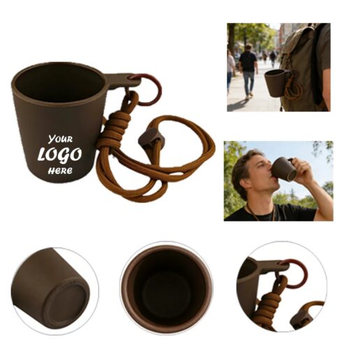 Degradable PLA Coffee Cup With Lanyard For Travel