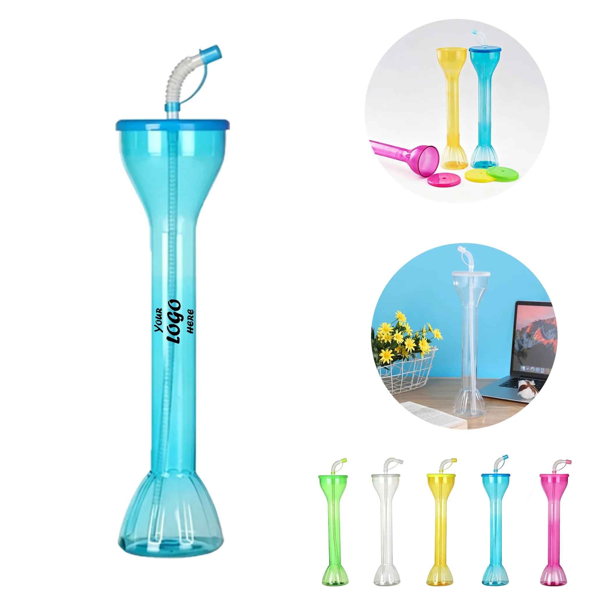 20 Oz Dumbbell Shaped Water Bottle With Straw For Events