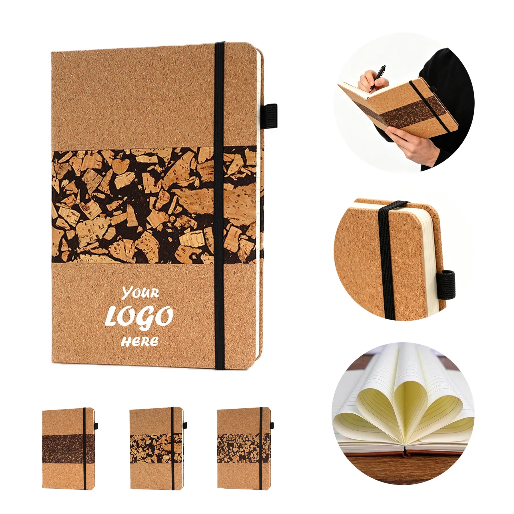 Recycled Coffee Grounds Cork Notebook With Pen Loop