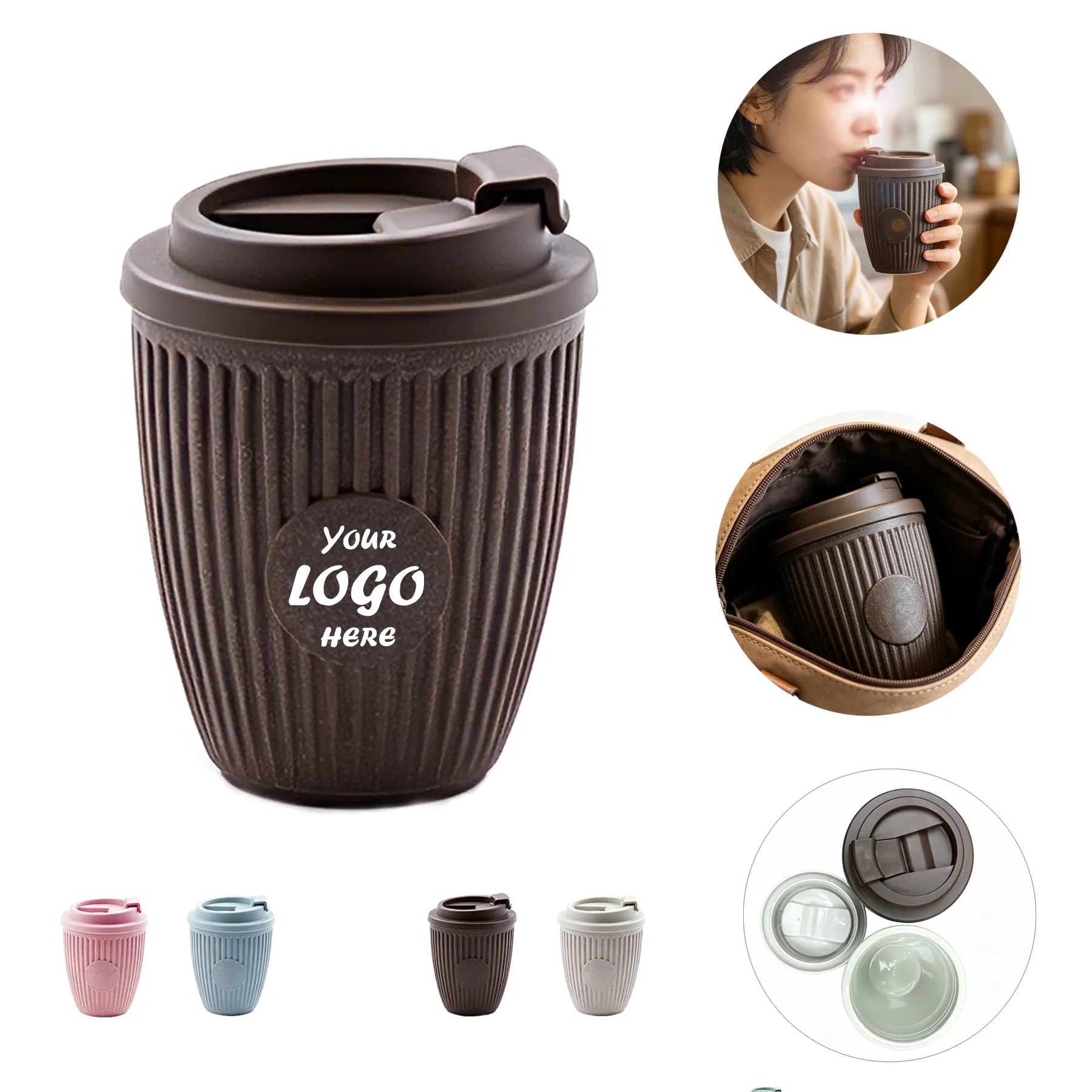Reusable Coffee Grounds Travel Mug With Secure Lid