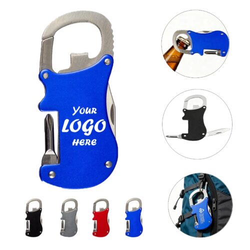 Metal Carabiner Bottle Opener With Pocket Tool Set