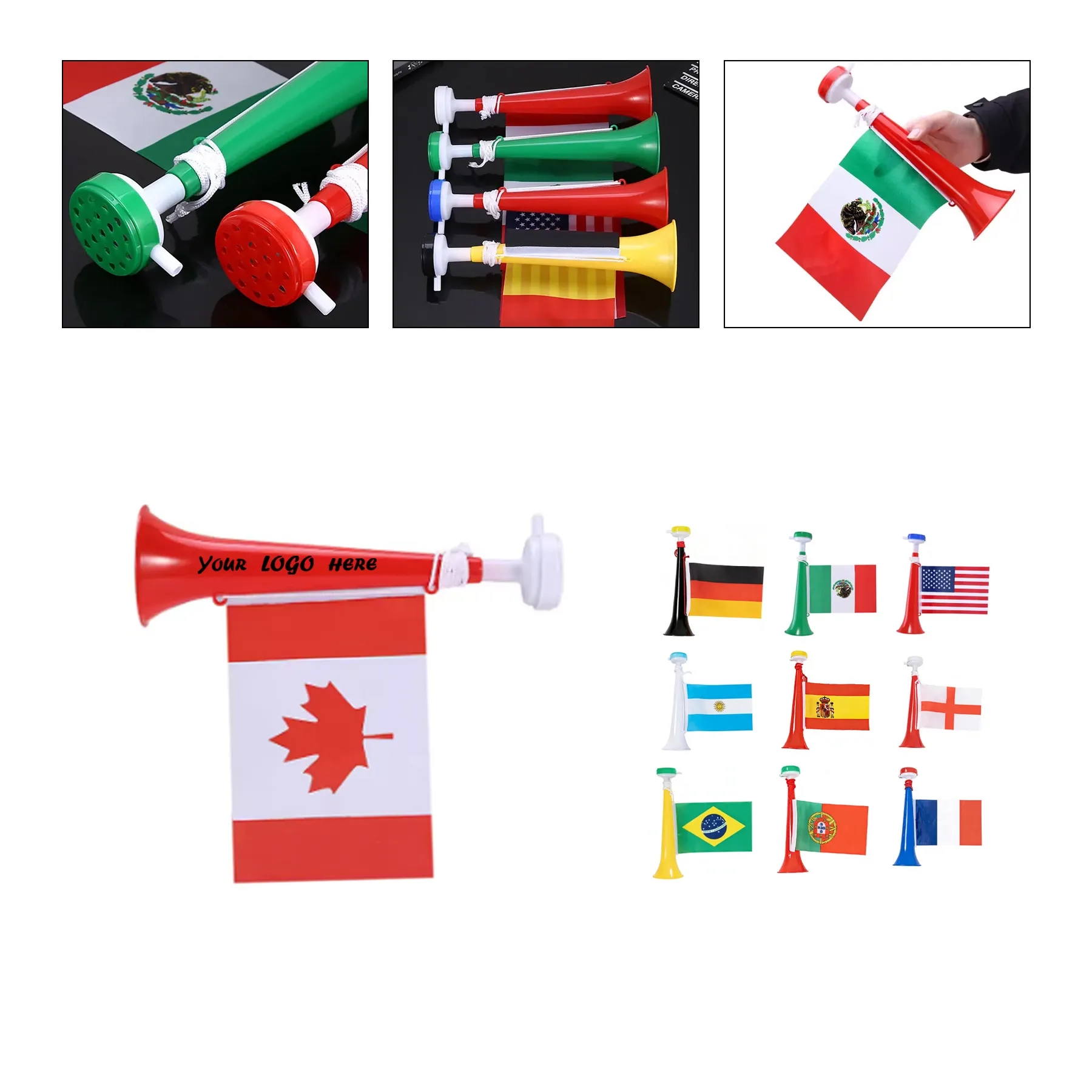 Custom Vuvuzela Horn And Flag Set For Soccer Fan Events