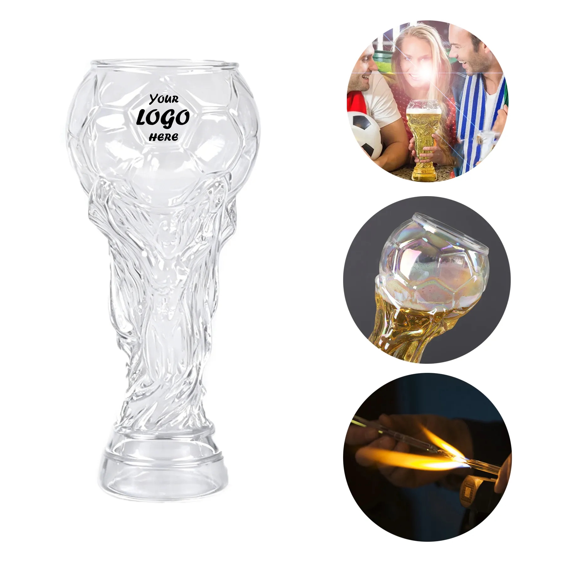 20 Oz Soccer Ball Beer Glass With Custom Logo Imprint