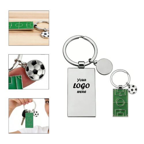 Custom World Cup Soccer Ball Keychain In Stainless Steel