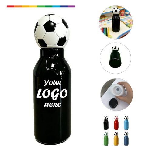 Reusable Soccer Party Water Bottle With PVC Lid And Straw
