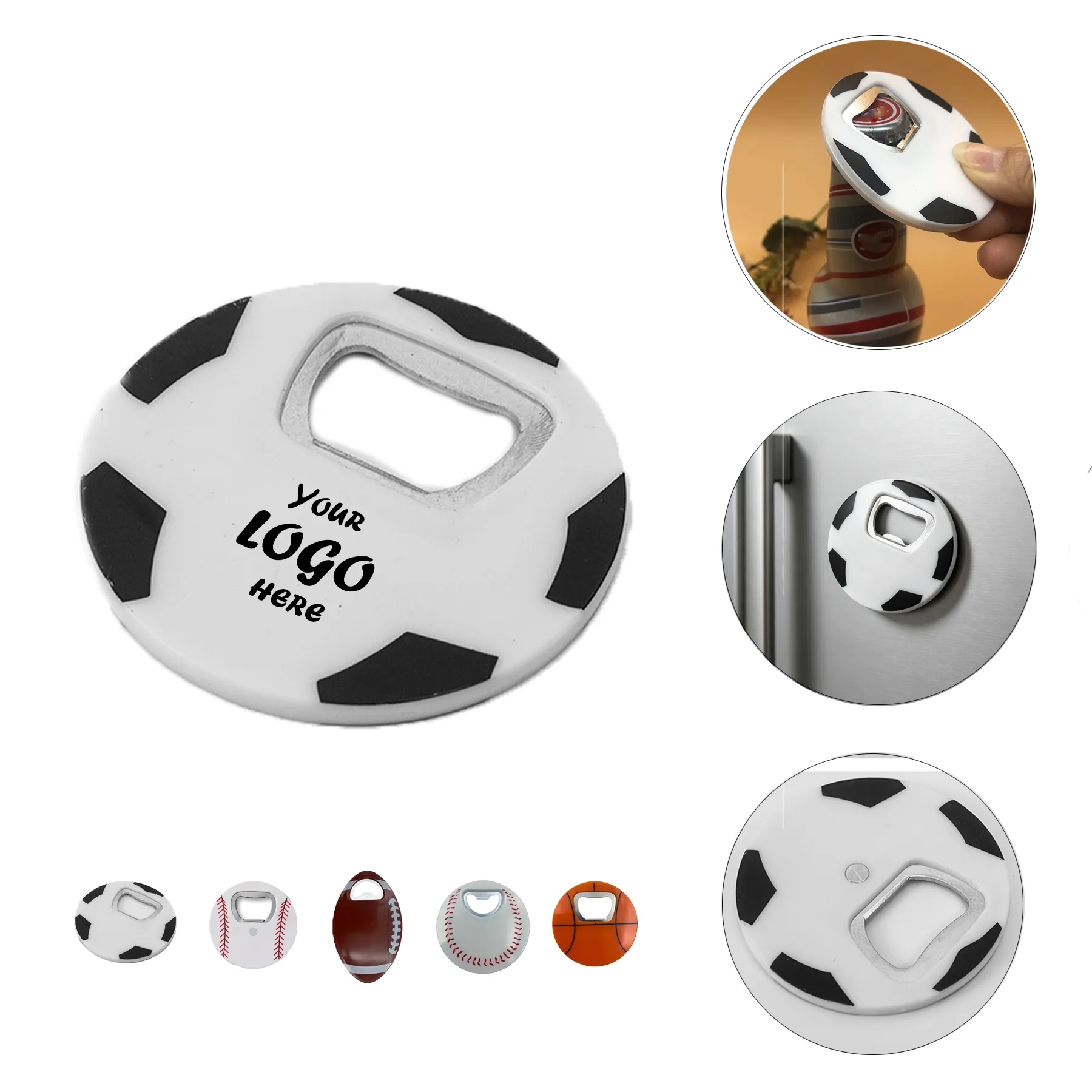 Soccer Ball Magnetic Bottle Opener With Custom Logo