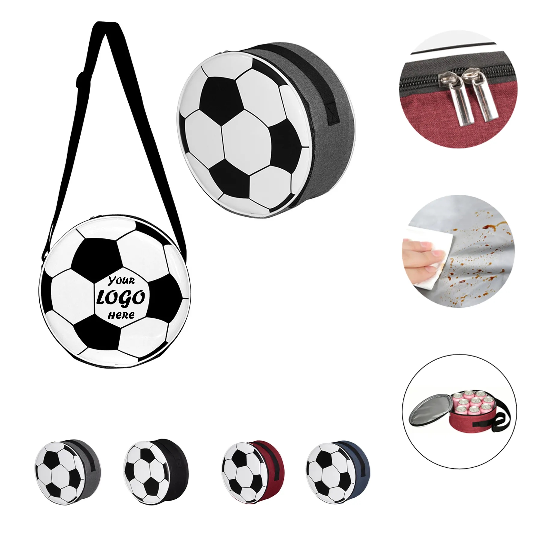 Insulated Soccer Lunch Bag With Shoulder Strap For Work