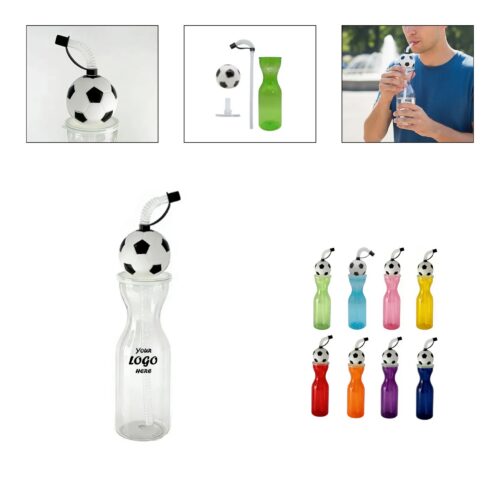 17Oz 500ml Soccer Ball Straw Cup With Lid For Event Drinks