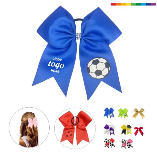Flag Ribbon Soccer Hair Bow Clip For Fan Parties