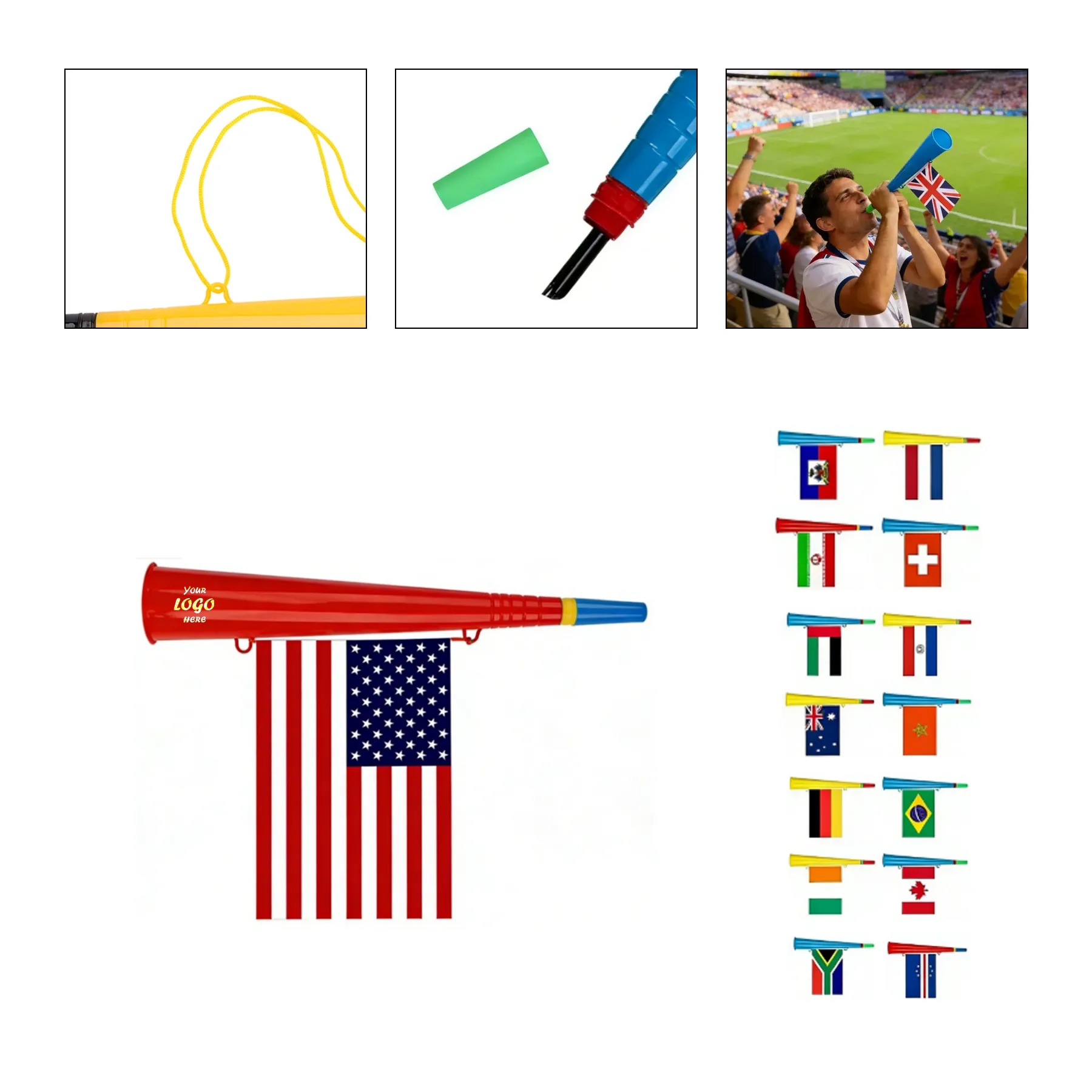 Cheer Horn With Detachable Flag For Stadium Events