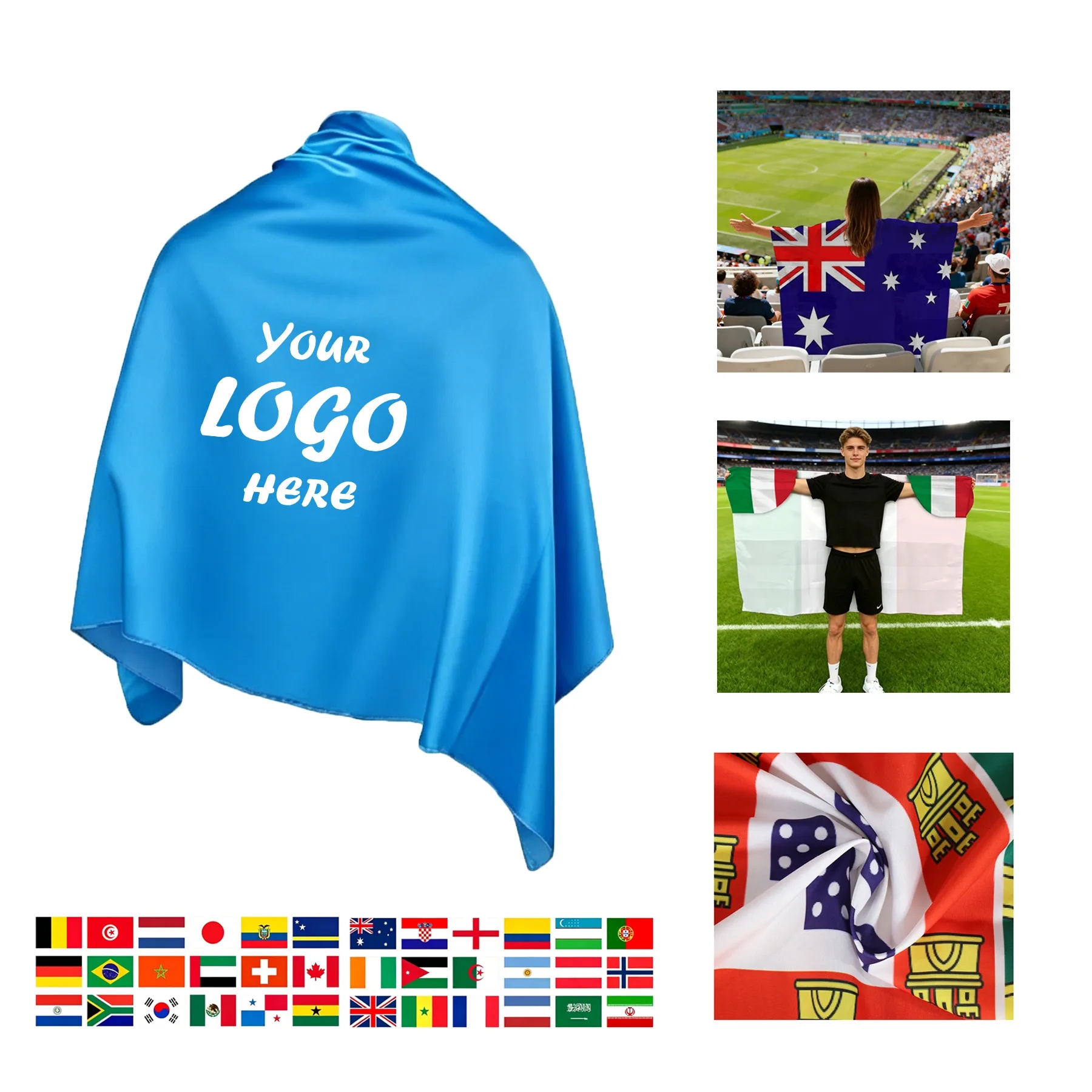 Wearable National Flag Cape For Soccer Fan Events