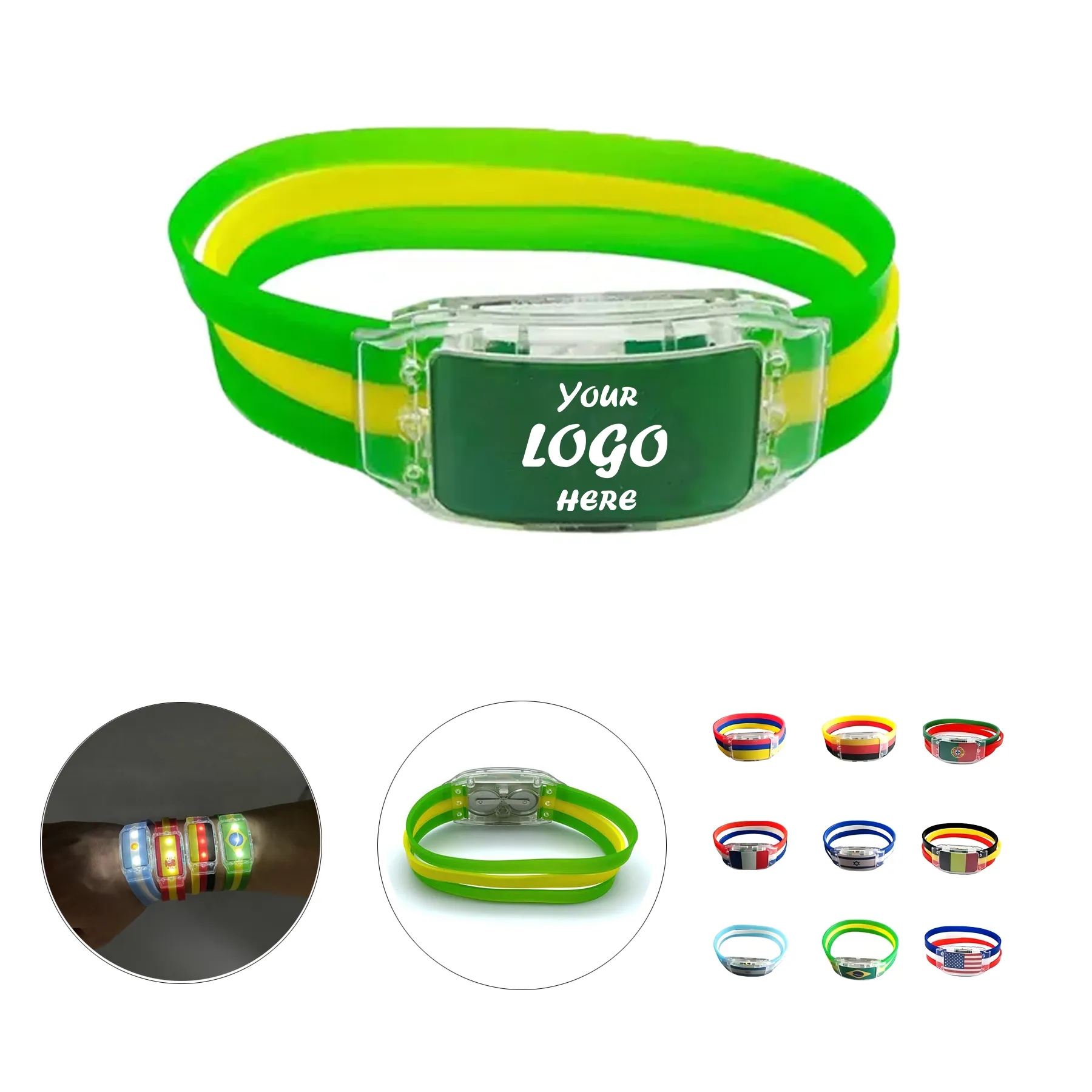 LED Flag Silicone Bracelet For Soccer Fan Party Events