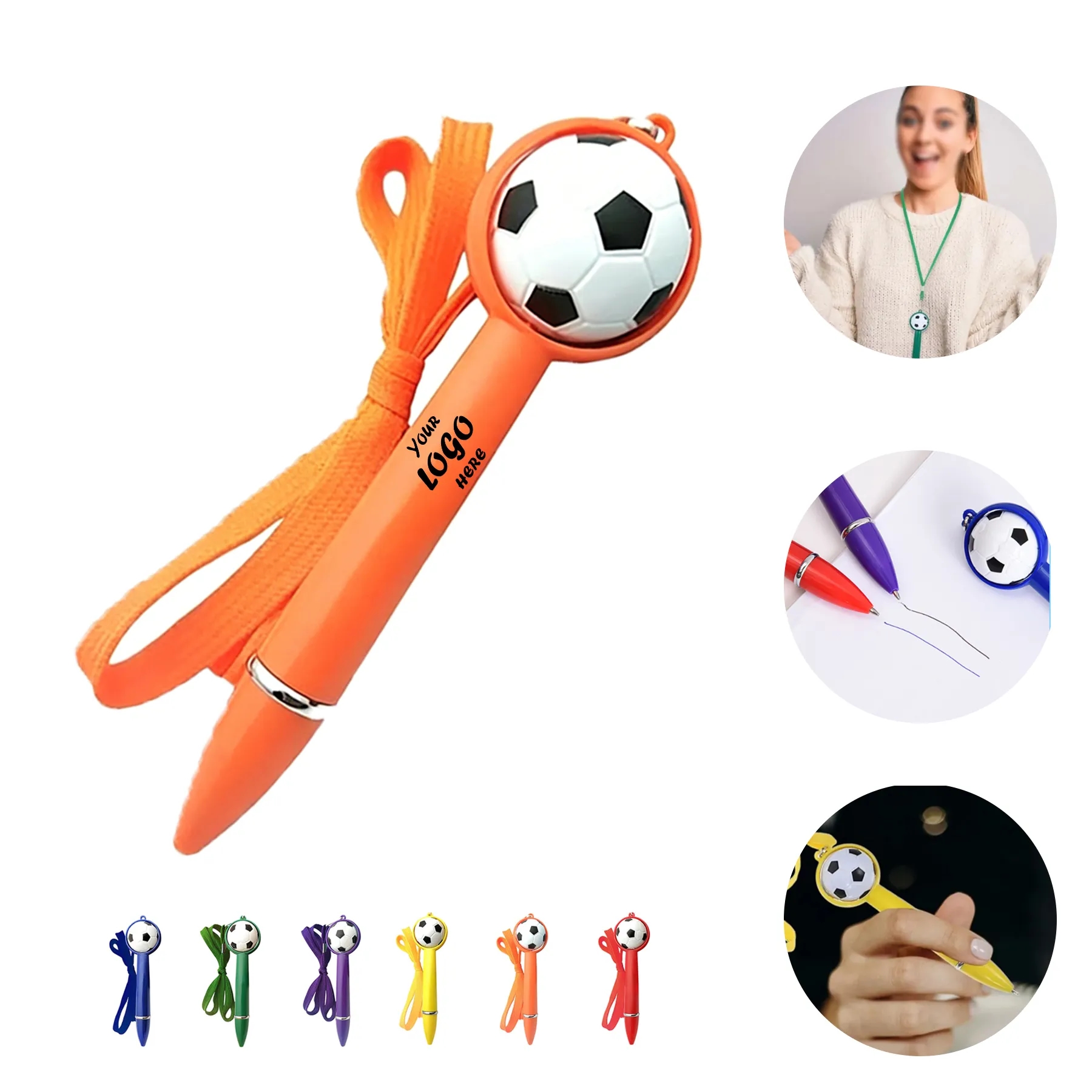 Soccer Ballpoint Pen With Lanyard For Party Favors