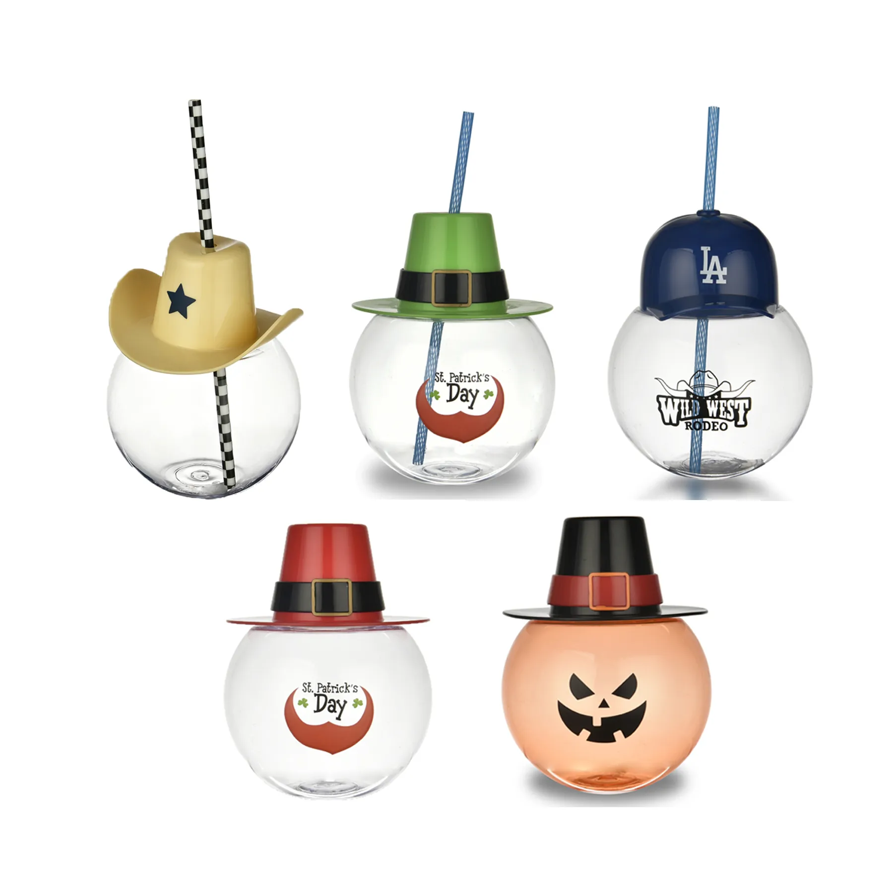 24 Oz Holiday Straw Cup With Round Plastic Party Lid - Image 3