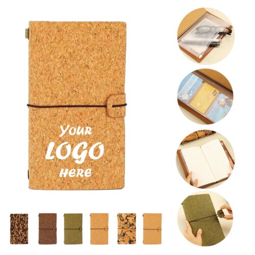 Eco Cork Tea Grounds Notebook With PVC Storage Pouch