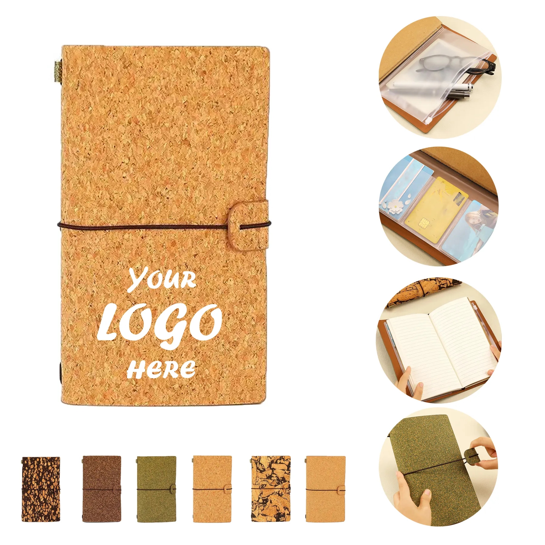Eco Cork Tea Grounds Notebook With PVC Storage Pouch